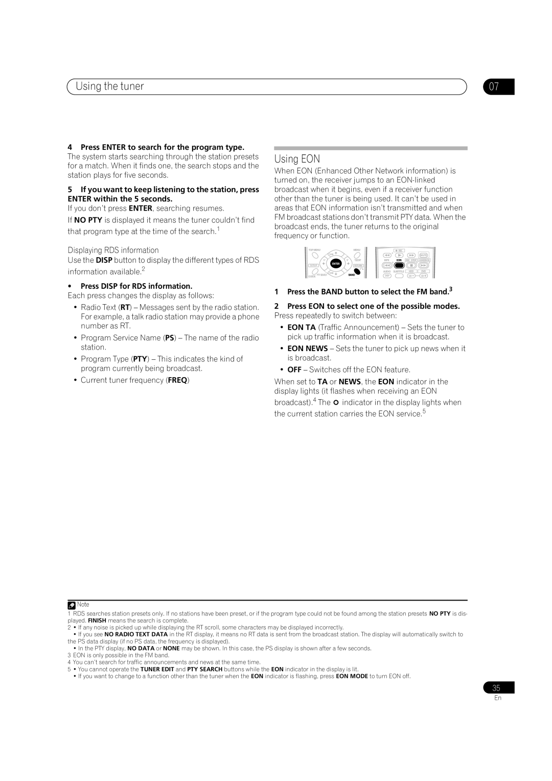 Pioneer VSX-1016V-S, VSX-1016V-K manual Using EON, Displaying RDS information, Press Disp for RDS information 