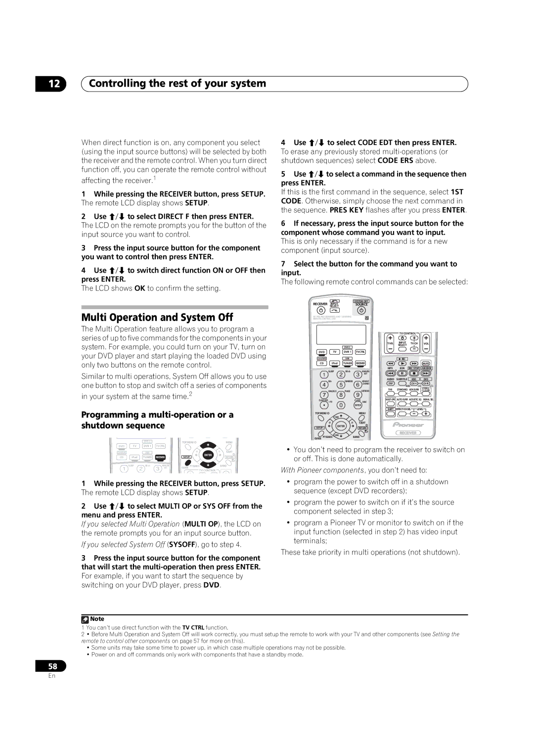 Pioneer VSX-1017AV-S, VSX-1017AV-K manual Controlling the rest of your system, Multi Operation and System Off 