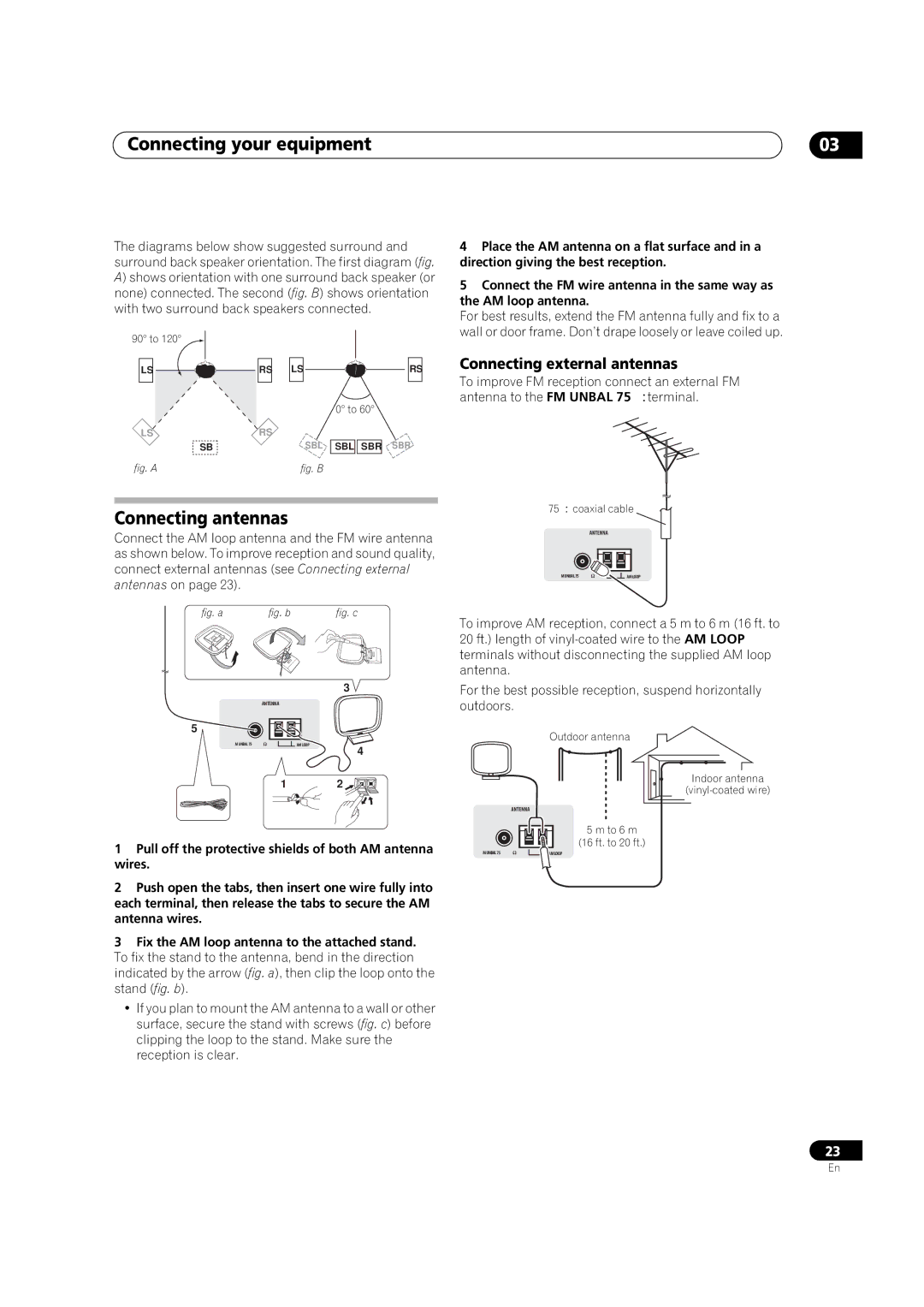 Pioneer VSX-1018AH-K 7 operating instructions Connecting antennas, Connecting external antennas 