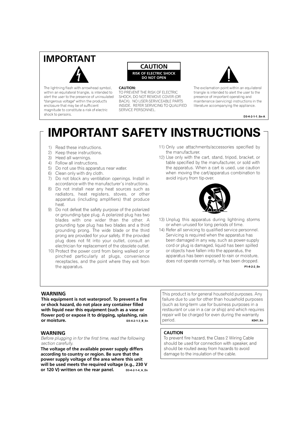 Pioneer VSX-1018AH-K 7 operating instructions Risk of Electric Shock Do not Open 