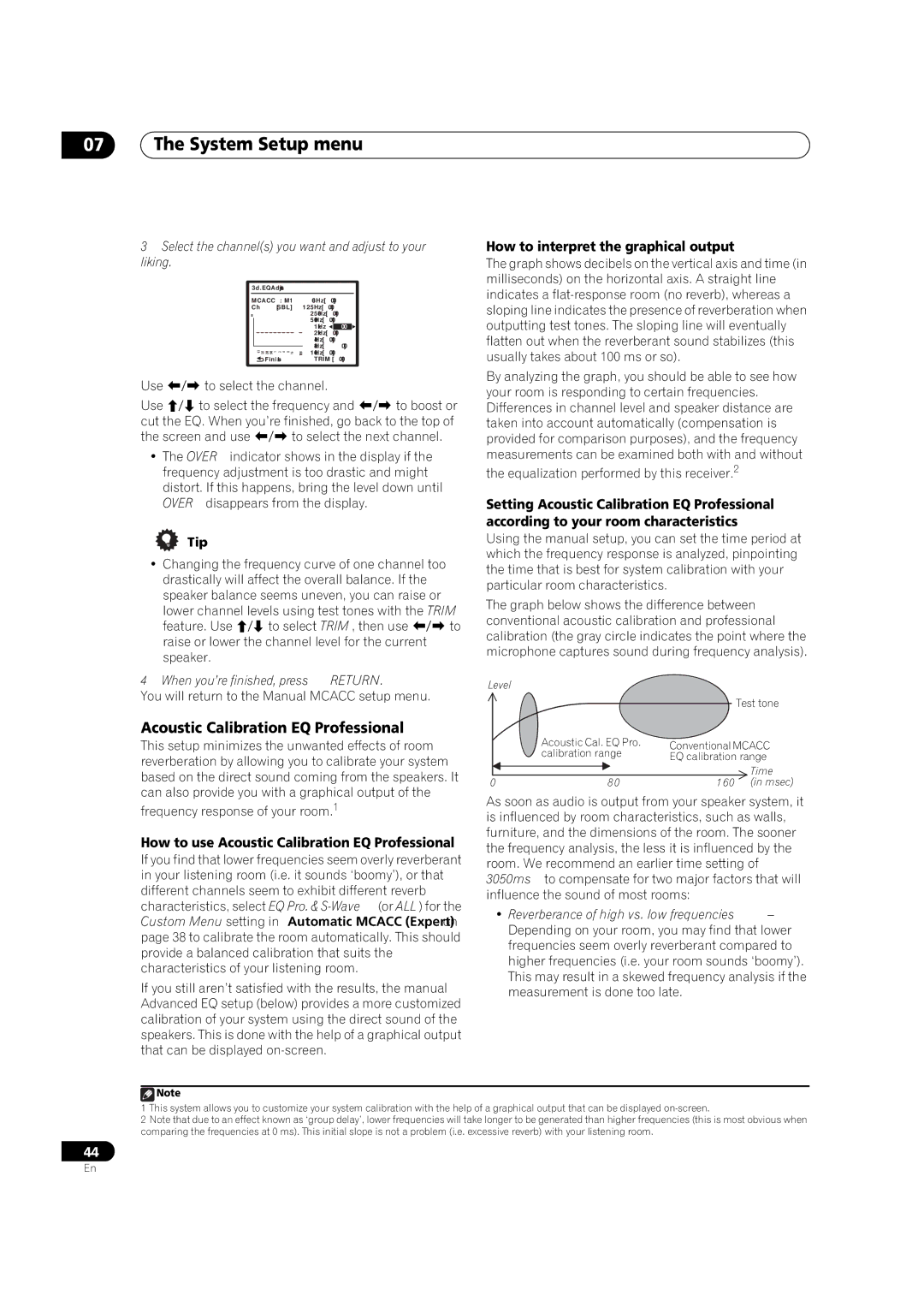 Pioneer VSX-1018AH-K 7 How to use Acoustic Calibration EQ Professional, How to interpret the graphical output 