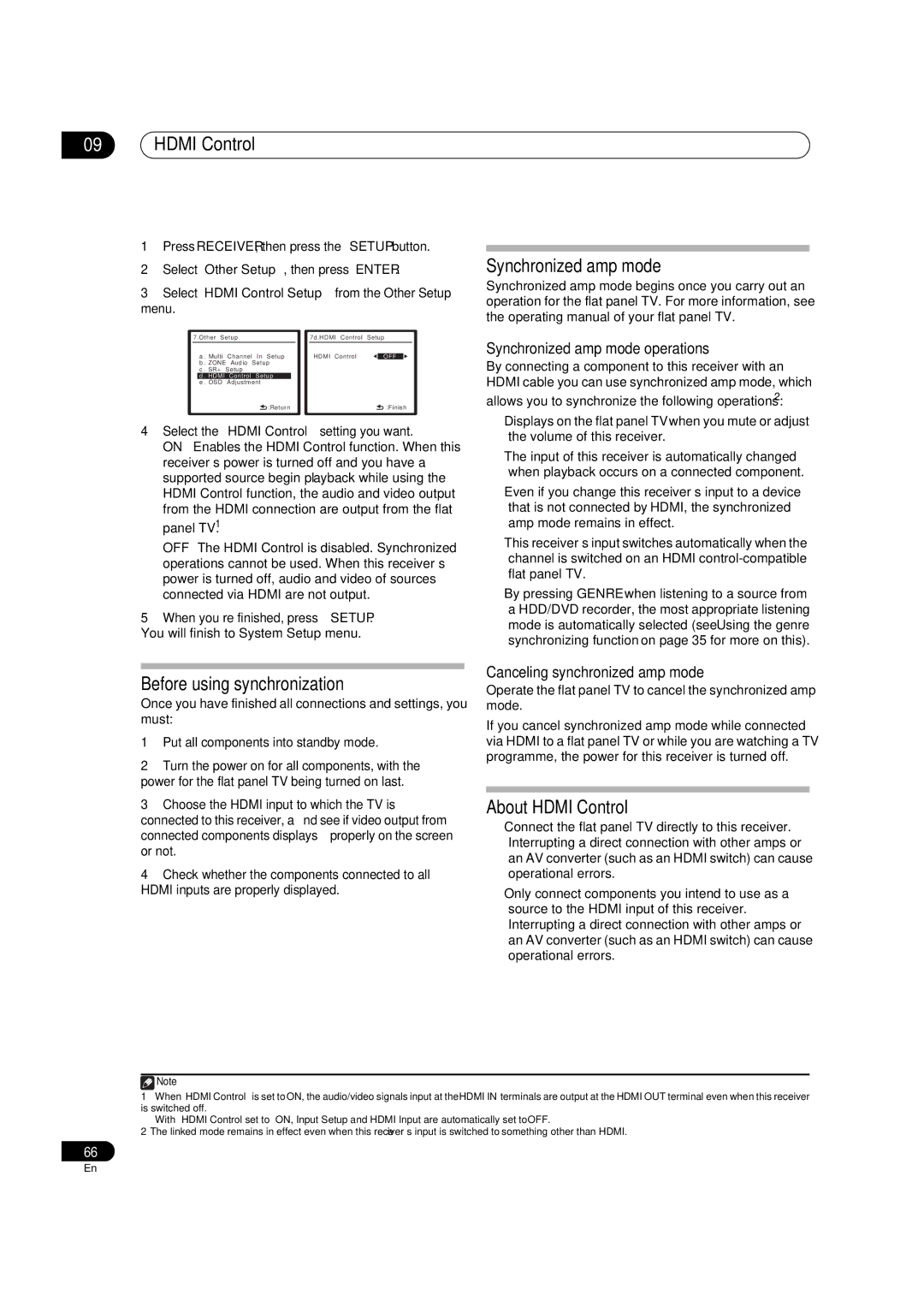 Pioneer VSX-1018AH-K 7 operating instructions Synchronized amp mode, Before using synchronization, About Hdmi Control 