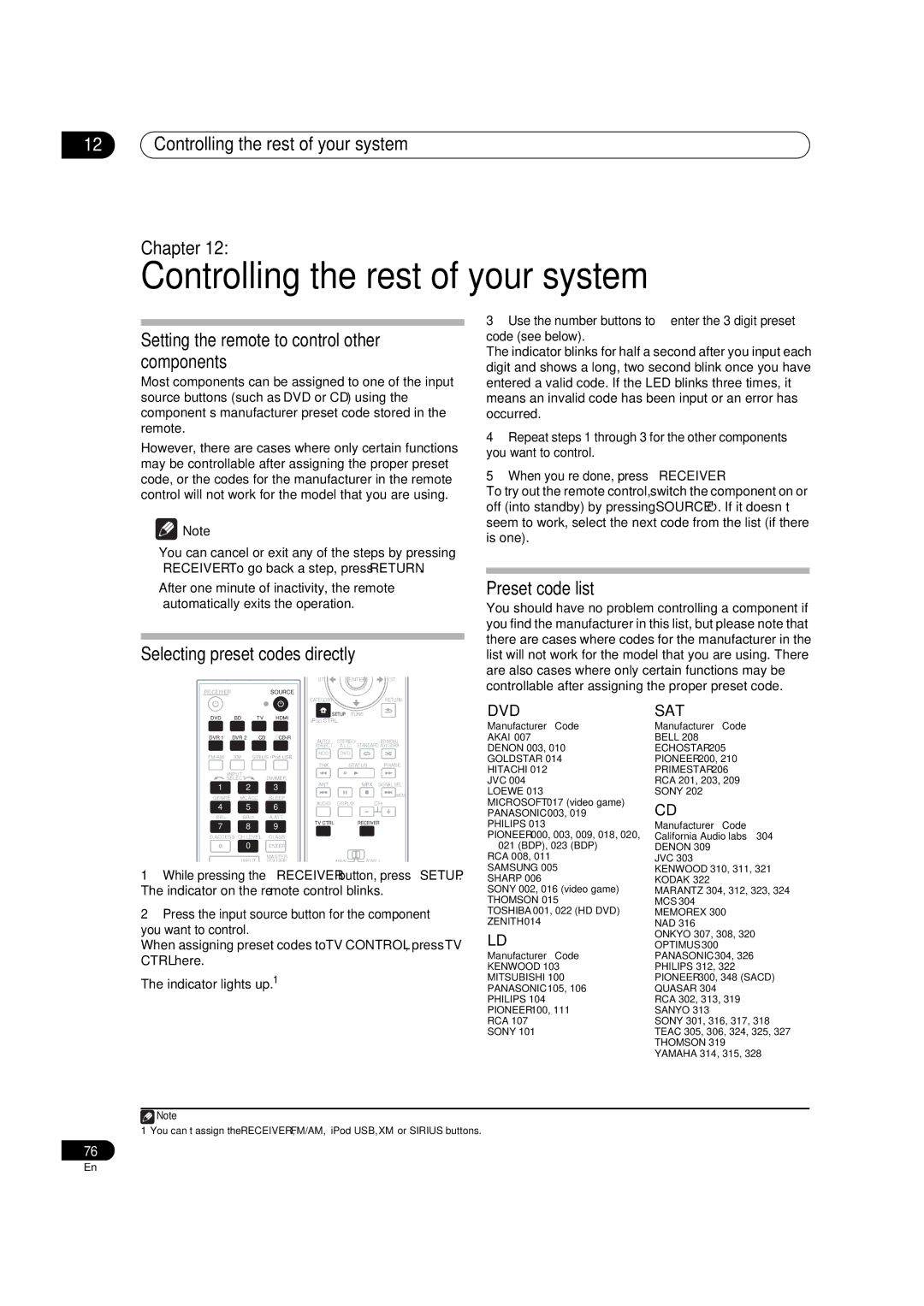 Pioneer VSX-1018AH-K 7 Controlling the rest of your system Chapter, Setting the remote to control other components 