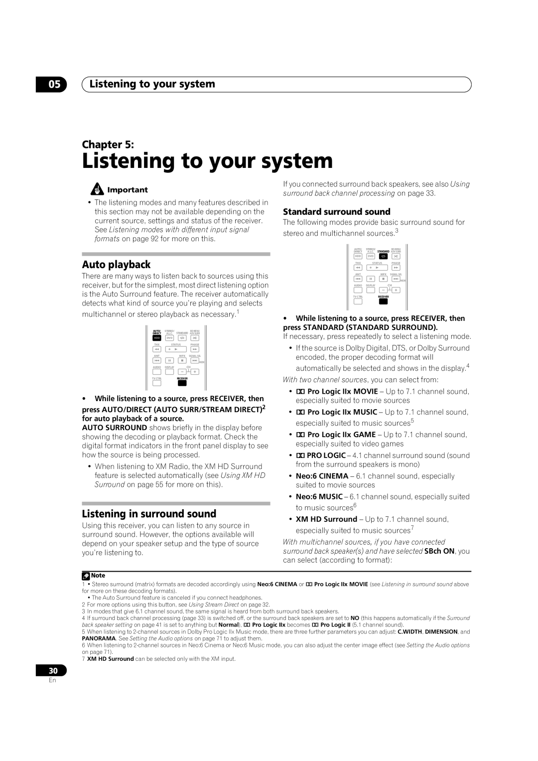 Pioneer VSX-1018AH-K 7 05Listening to your system Chapter, Auto playback, Listening in surround sound 
