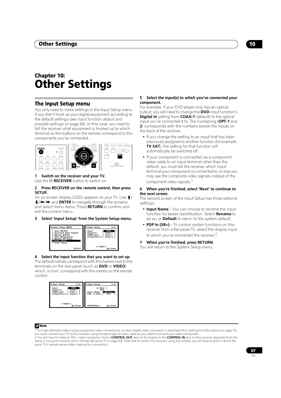 Pioneer VSX-1018AH-K 7 operating instructions Other Settings Chapter, The Input Setup menu 