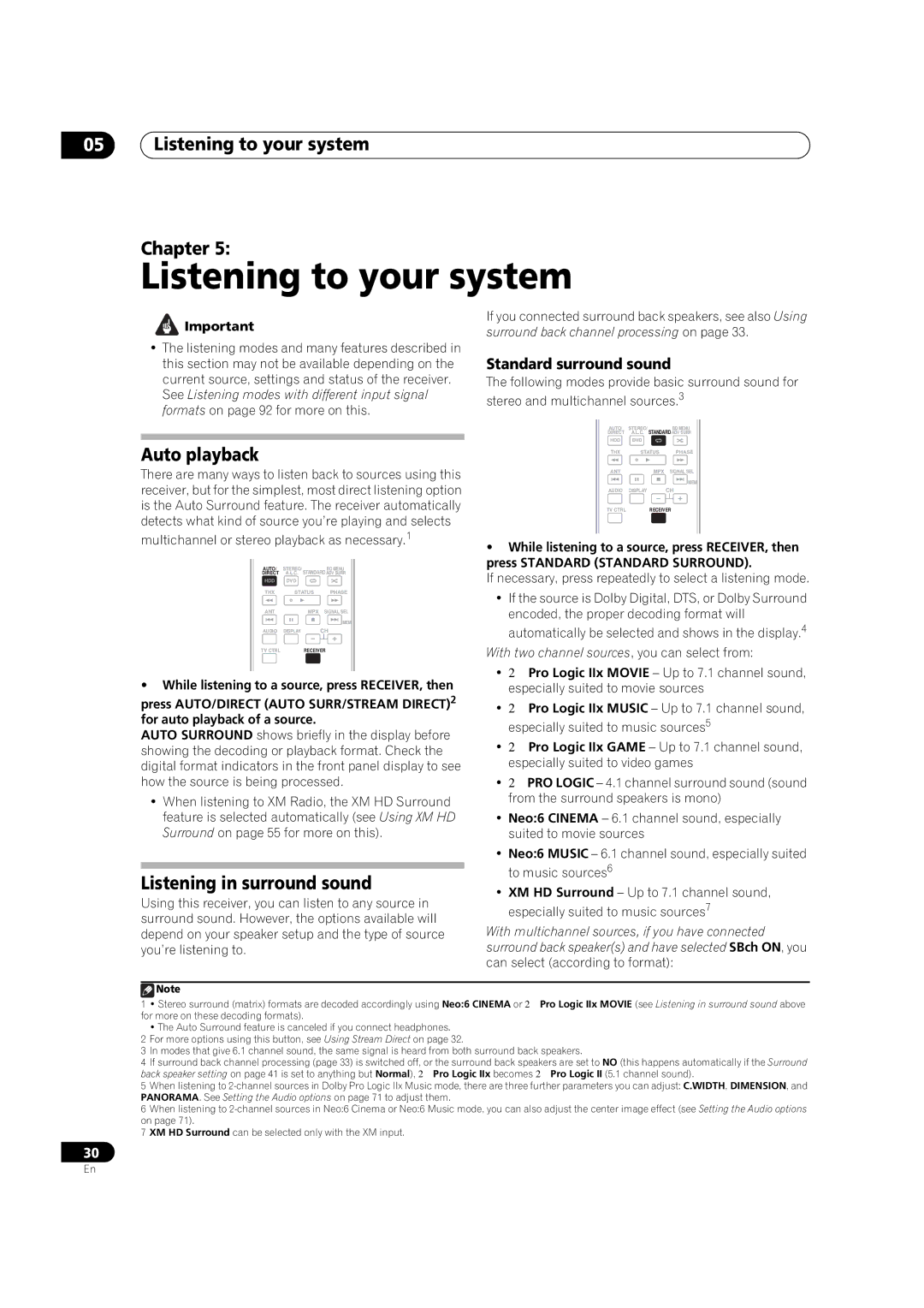 Pioneer VSX-1018AH-K manual Listening to your system Chapter, Auto playback, Listening in surround sound 