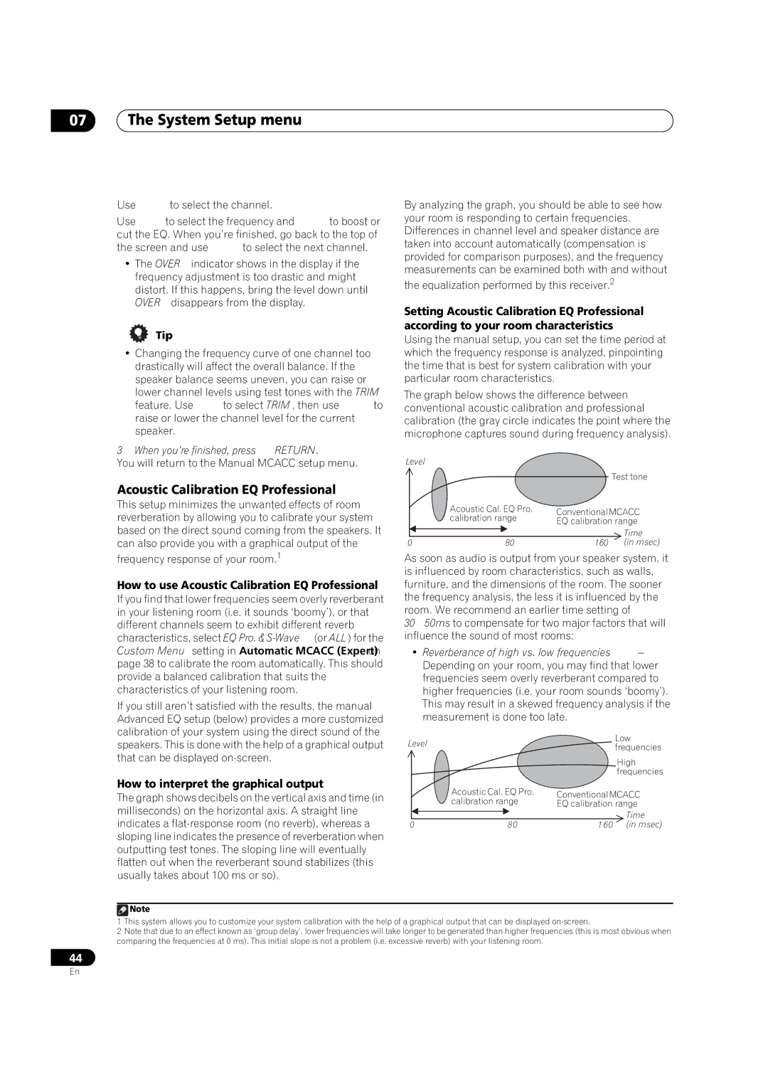 Pioneer VSX-1018AH-K manual How to use Acoustic Calibration EQ Professional, How to interpret the graphical output 