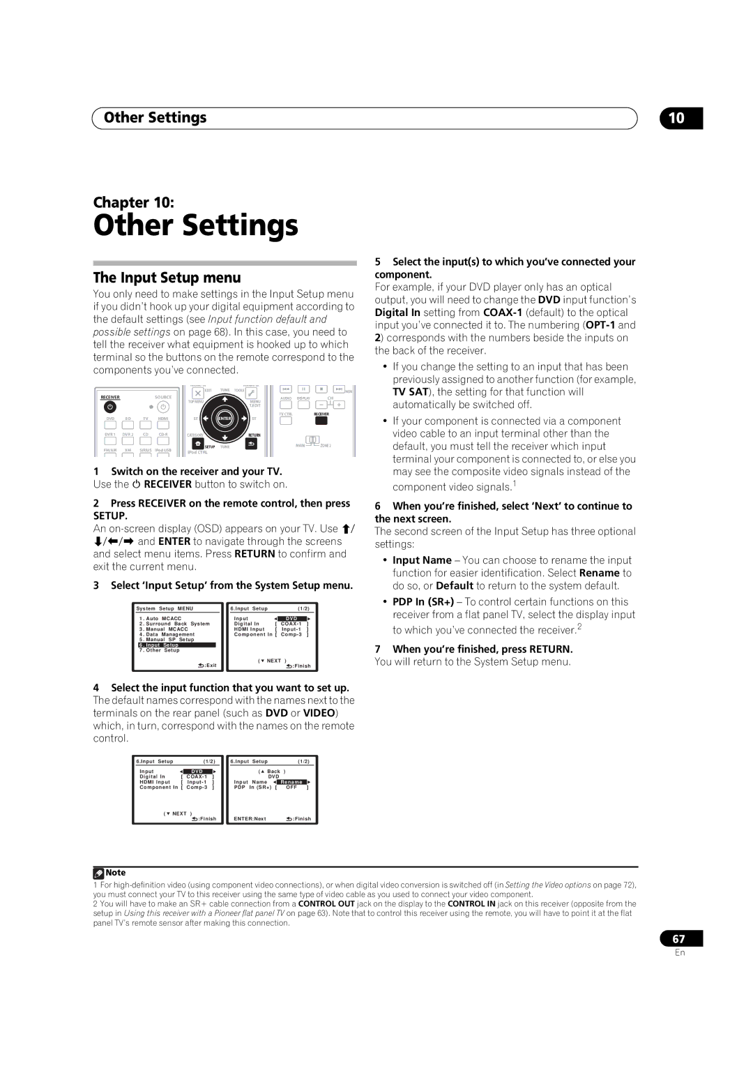 Pioneer VSX-1018AH-K manual Other Settings Chapter, Input Setup menu 