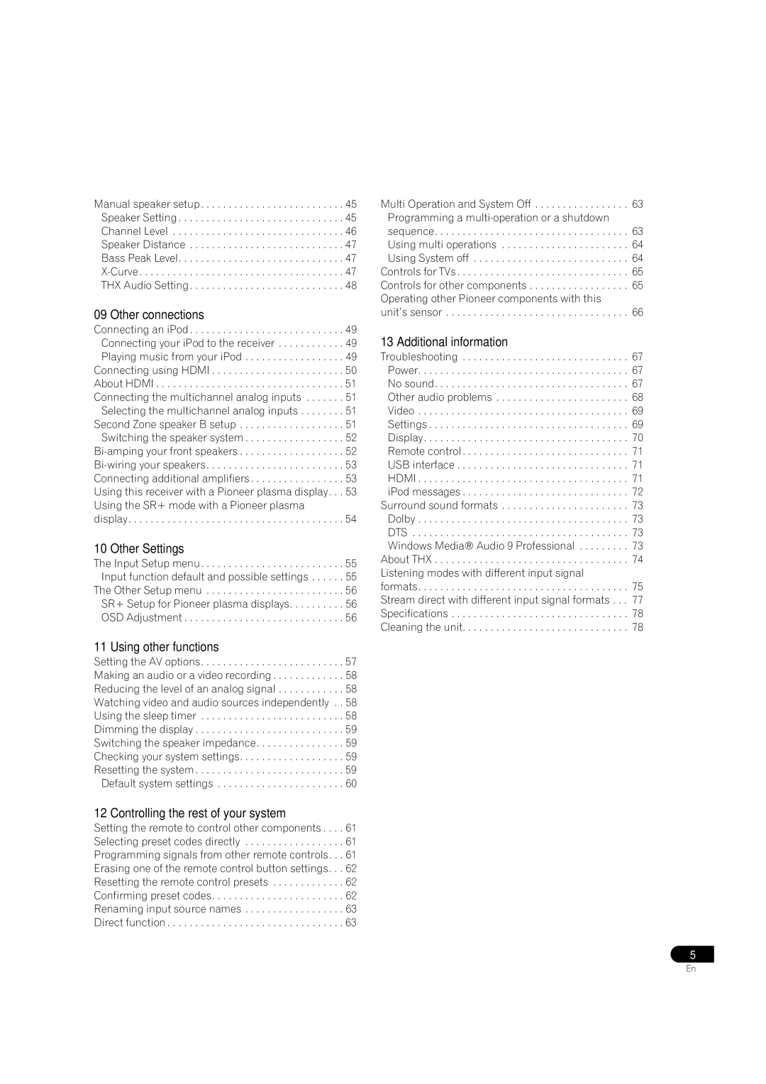 Pioneer VSX-2016AV Other connections, Other Settings, Using other functions, Controlling the rest of your system 