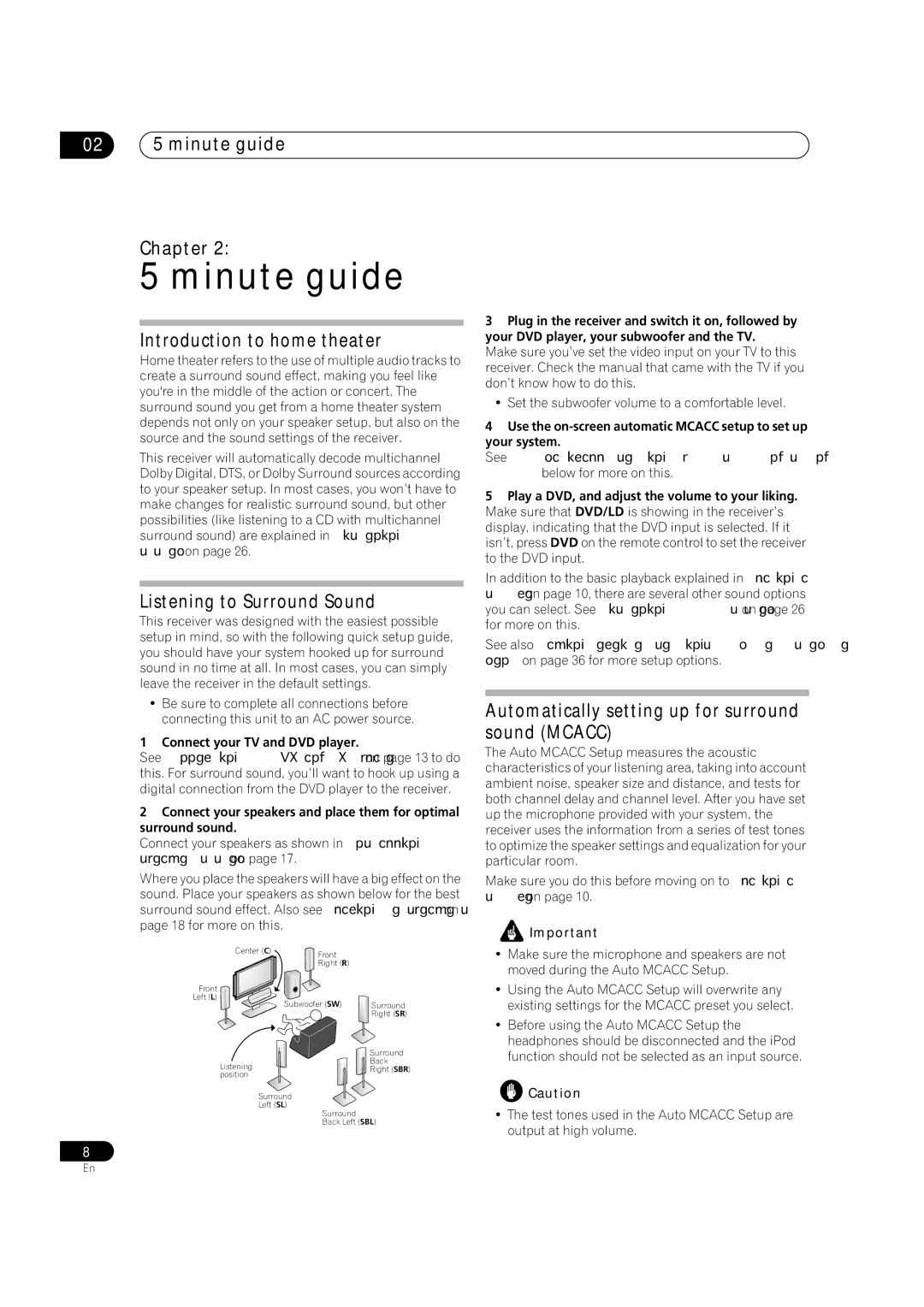 Pioneer VSX-2016AV Minute guide, 02 5 minute guide Chapter, Introduction to home theater, Listening to Surround Sound 