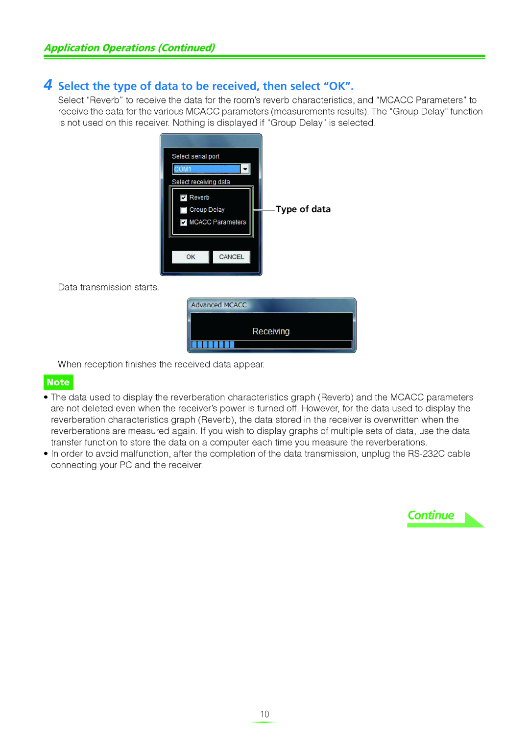 Pioneer VSX-9040TXH, VSX-21TXH, VSX-23TXH, VSX-9140TXH Select the type of data to be received, then select OK, Type of data 