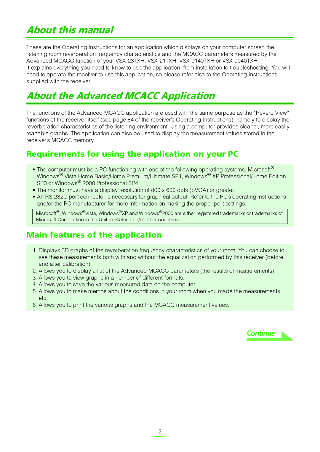 Pioneer VSX-9040TXH, VSX-21TXH About this manual, About the Advanced Mcacc Application, Main features of the application 