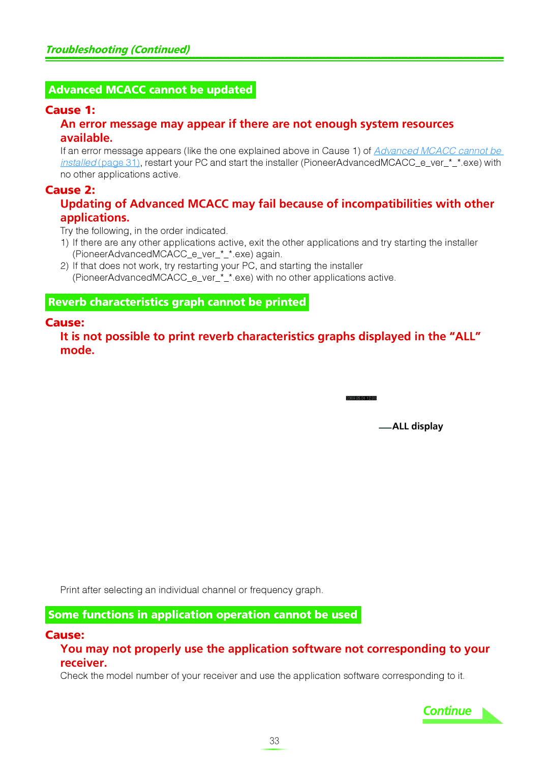 Pioneer VSX-23TXH, VSX-21TXH, VSX-9040TXH, VSX-9140TXH manual Advanced Mcacc cannot be updated 