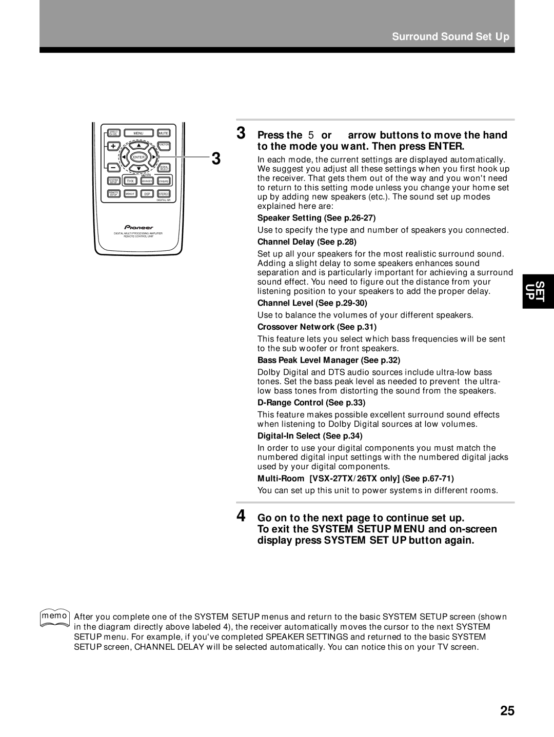 Pioneer VSX-26TX, VSX-27TX, VSX-24TX Press the 5or arrow buttons to move the hand, To the mode you want. Then press Enter 