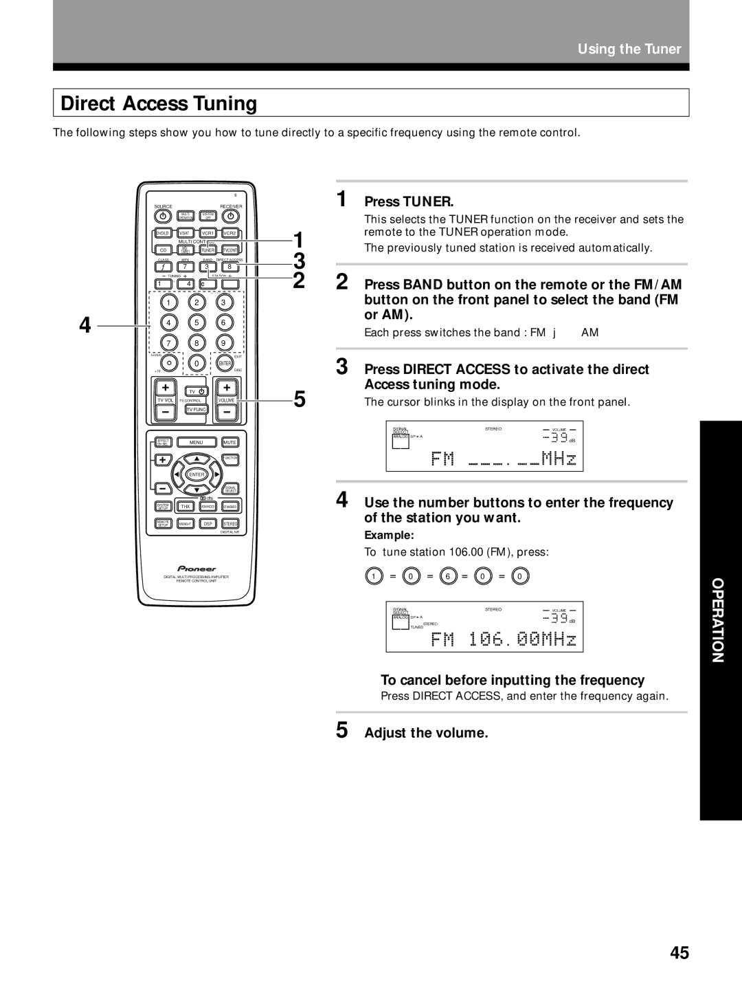 Pioneer VSX-27TX, VSX-26TX, VSX-24TX manual Direct Access Tuning 