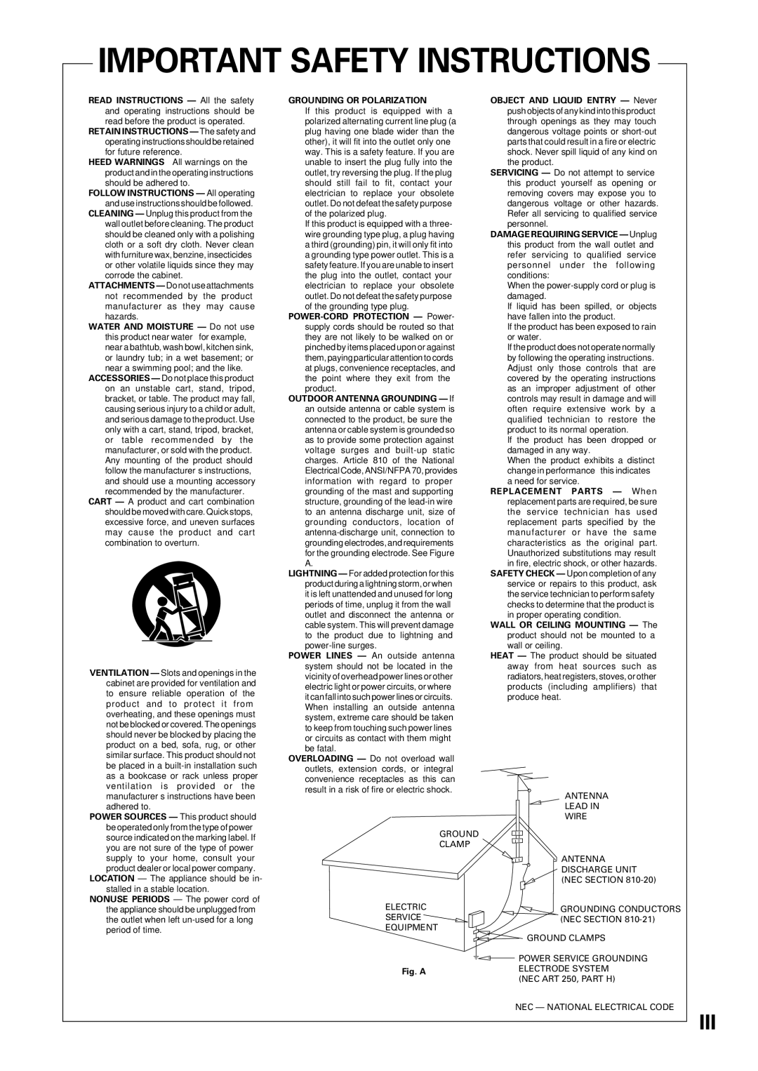 Pioneer VSX-37TX, VSX-36TX manual Important Safety Instructions 