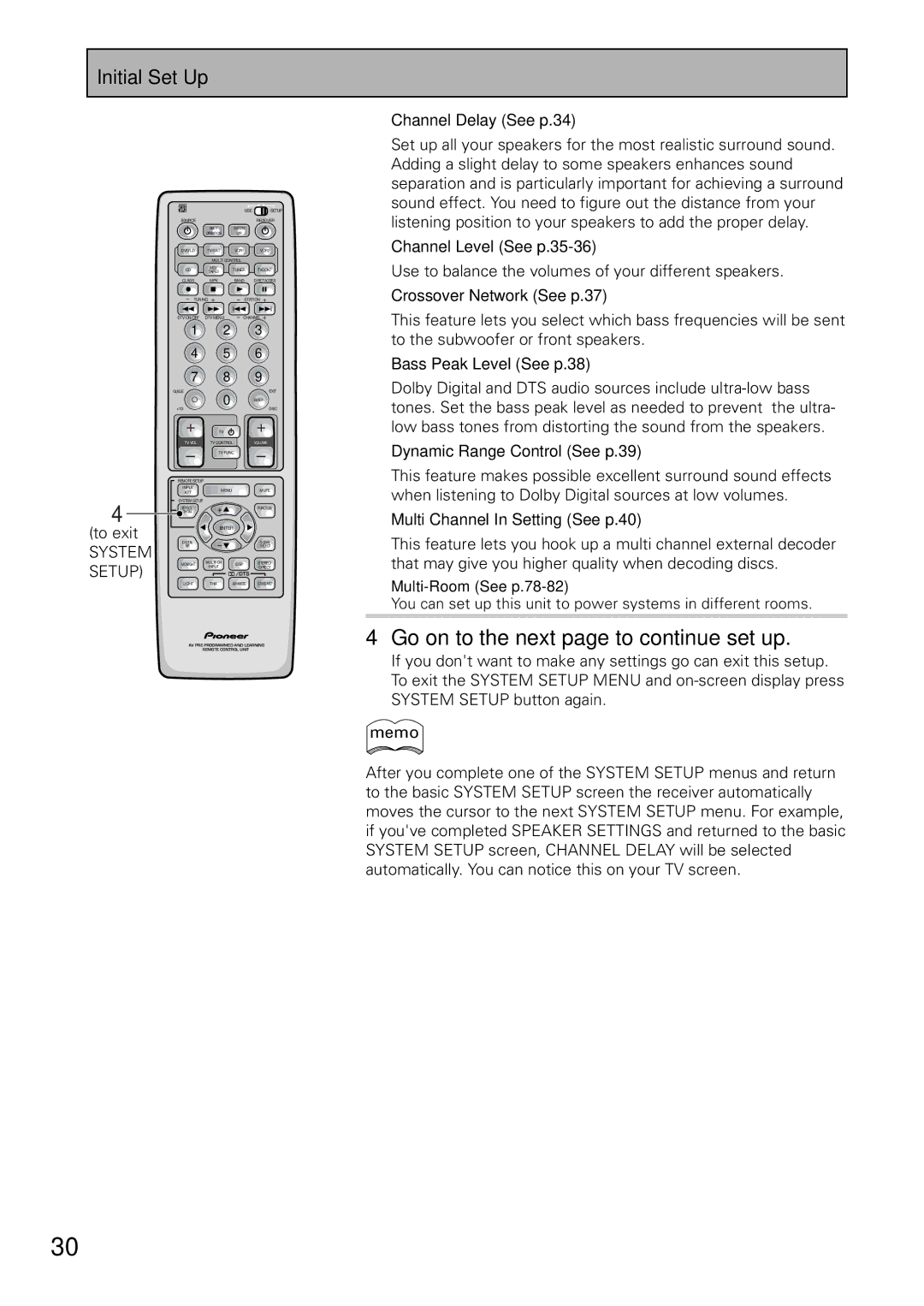 Pioneer VSX-36TX, VSX-37TX manual Go on to the next page to continue set up 