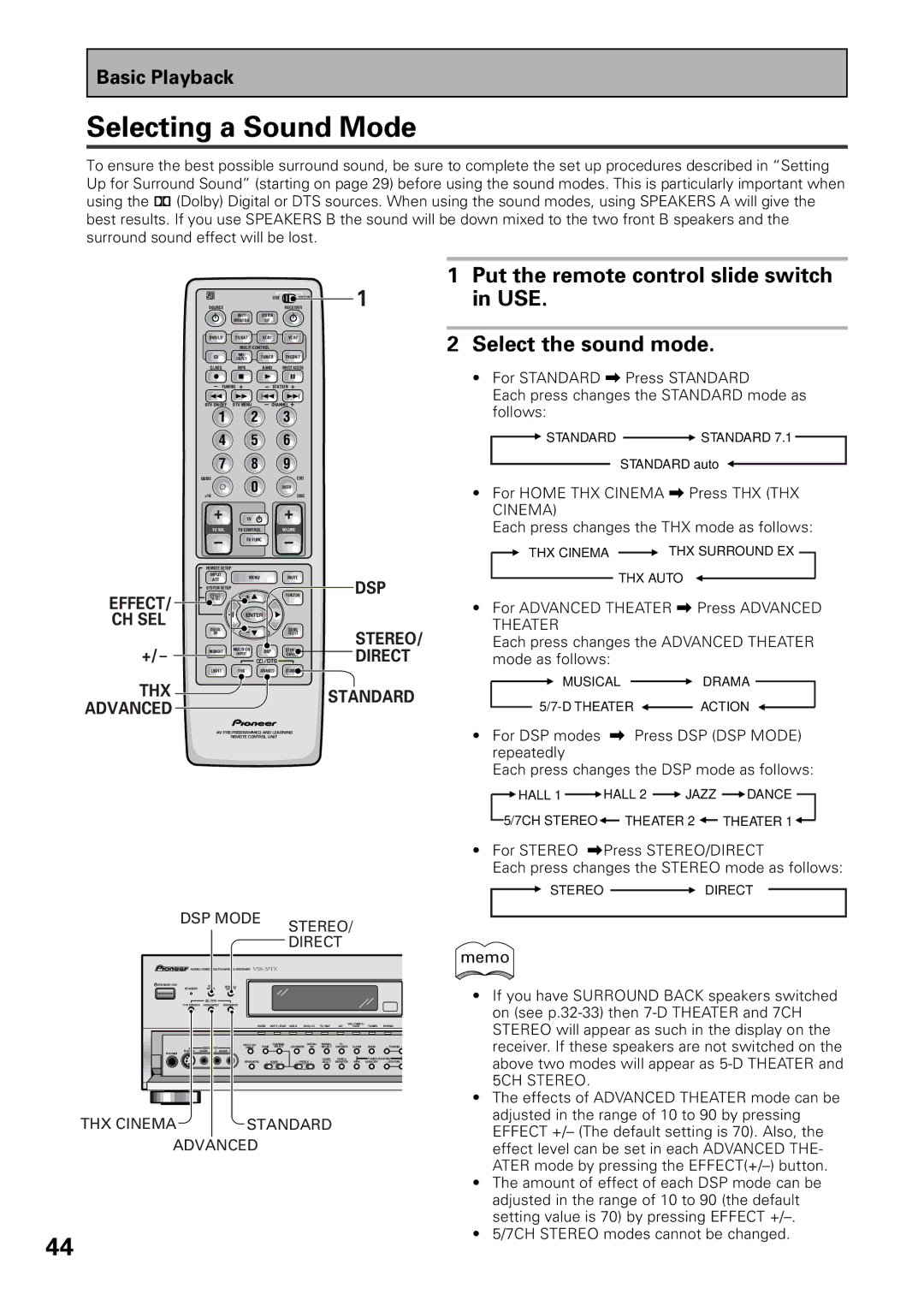 Pioneer VSX-36TX, VSX-37TX manual Selecting a Sound Mode, Ch Sel 