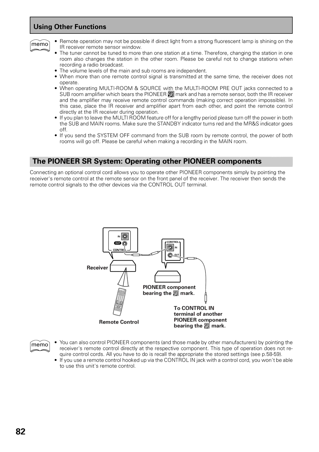 Pioneer VSX-36TX, VSX-37TX manual Pioneer SR System Operating other Pioneer components 