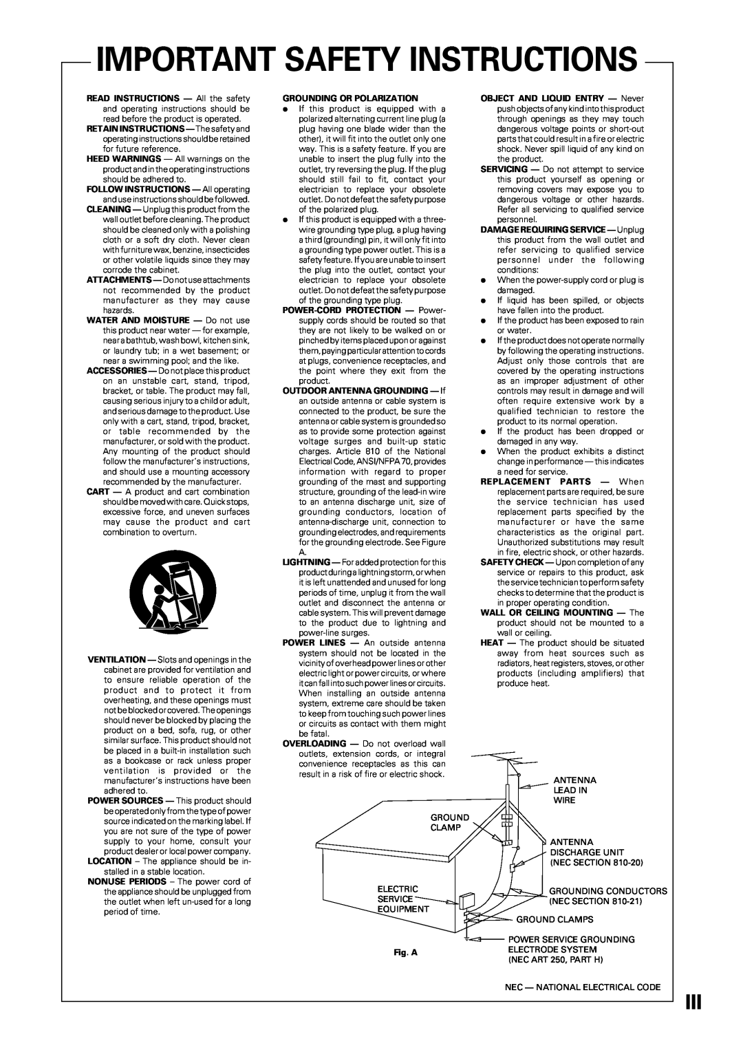 Pioneer VSX-37TX, VSX-36TX manual Important Safety Instructions 