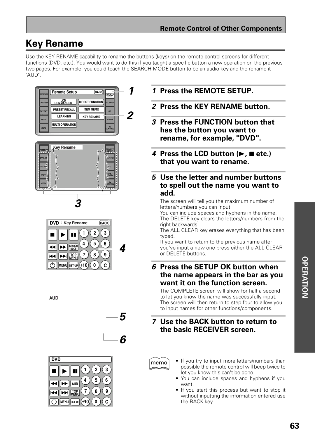 Pioneer VSX-39TX manual Key Rename, Press the KEY Rename button, Press the Function button that, Has the button you want to 