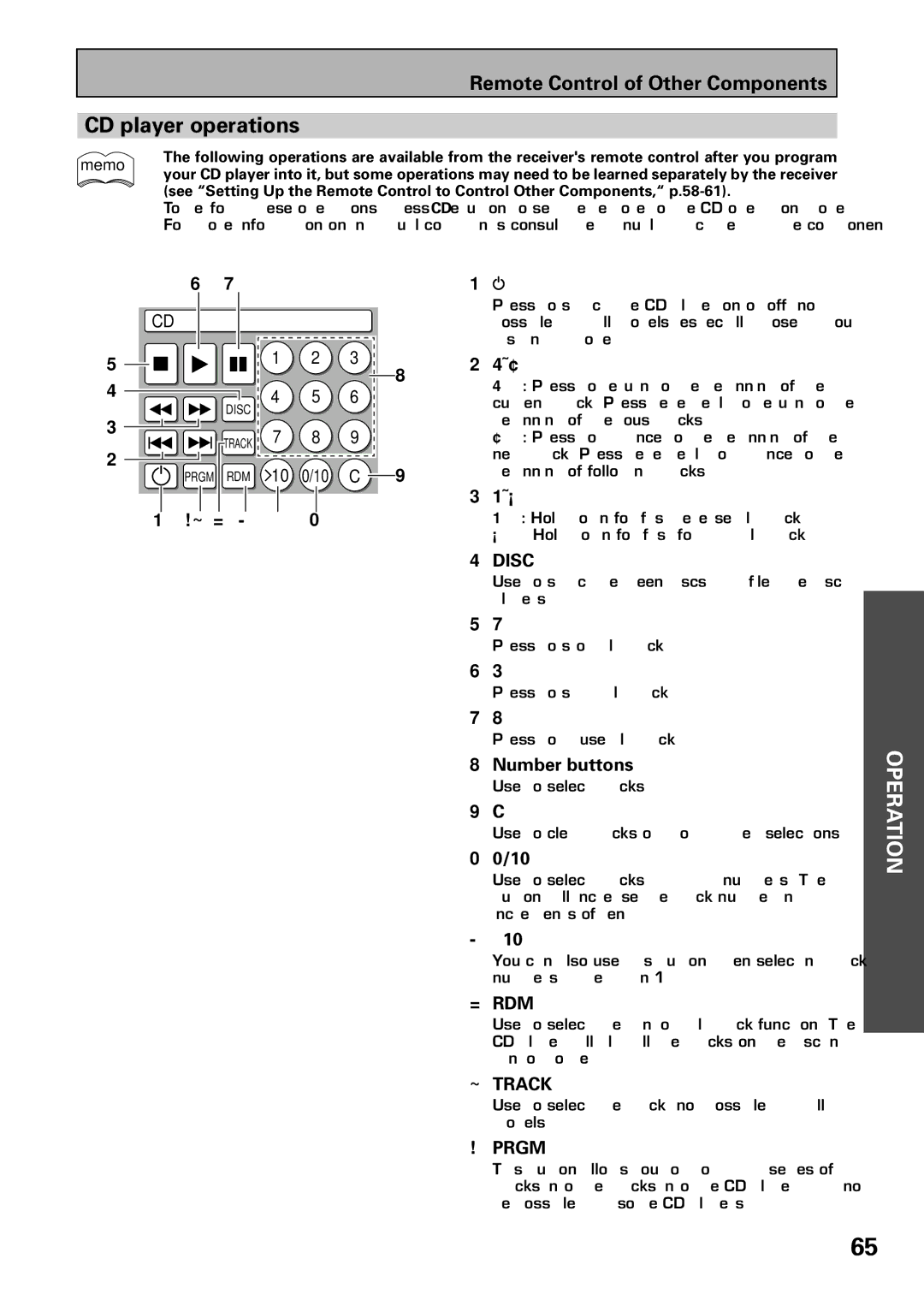 Pioneer VSX-39TX manual CD player operations, Memo 