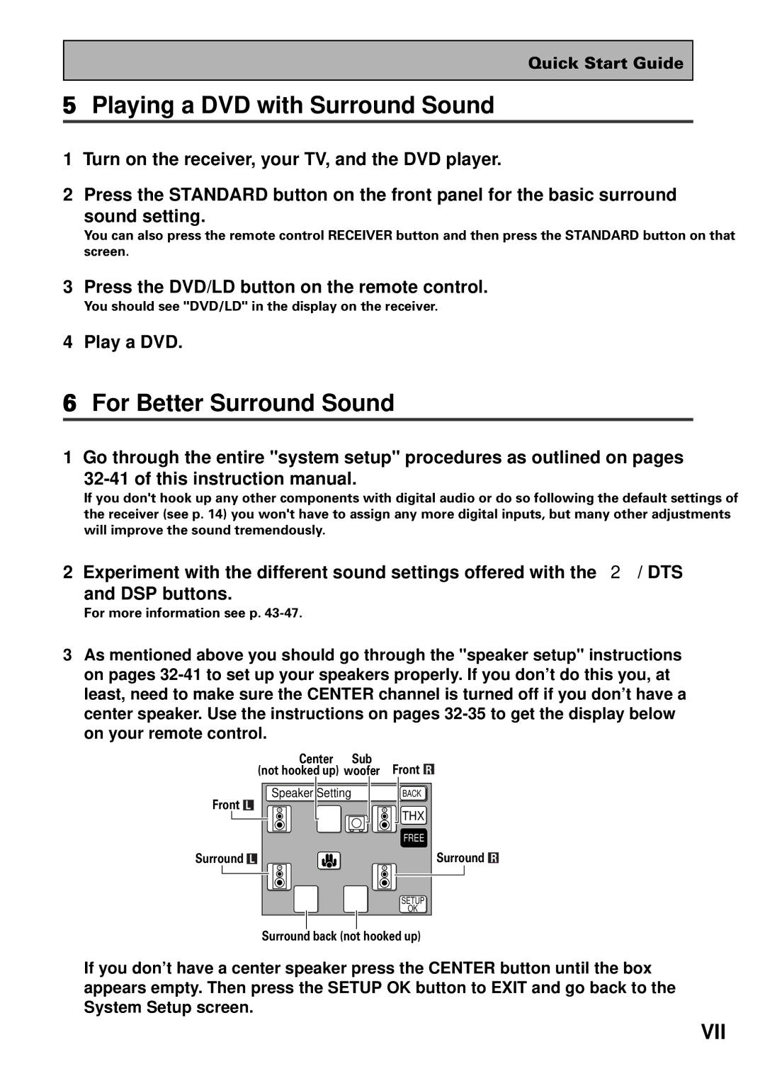 Pioneer VSX-39TX manual Playing a DVD with Surround Sound, For Better Surround Sound, Play a DVD 