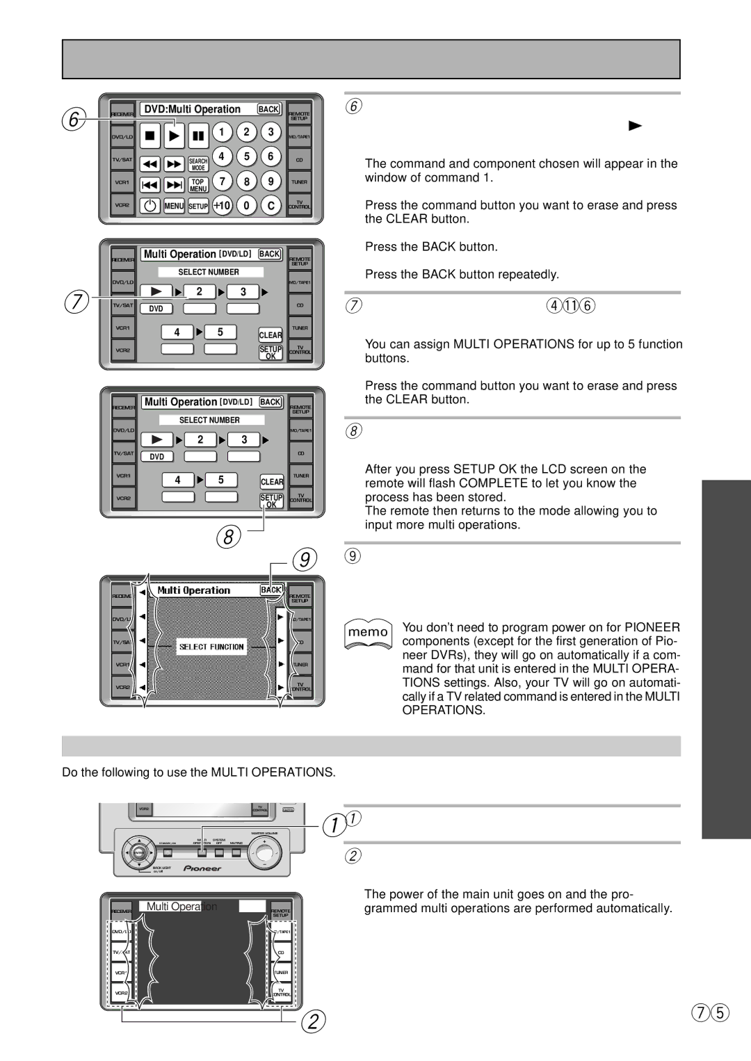 Pioneer VSX-39TX Select a command from the screen, Component for example, Play, Repeat steps 4-6 to program a, Information 