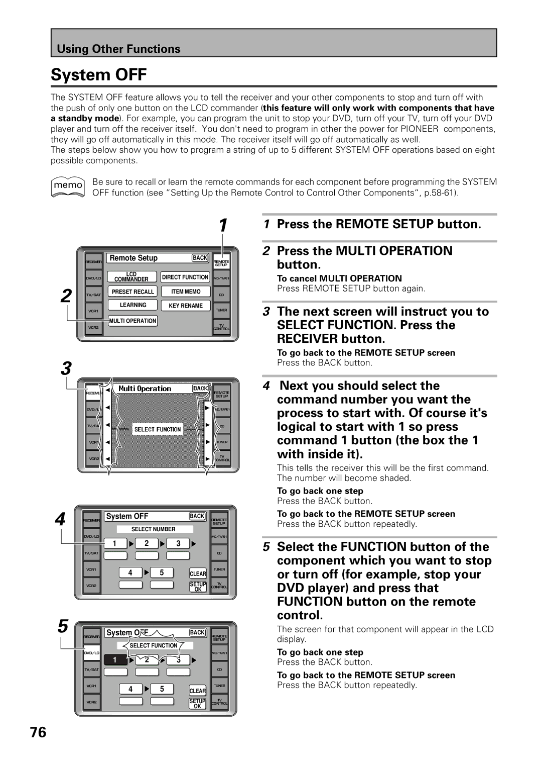 Pioneer VSX-39TX manual System OFF, Control 