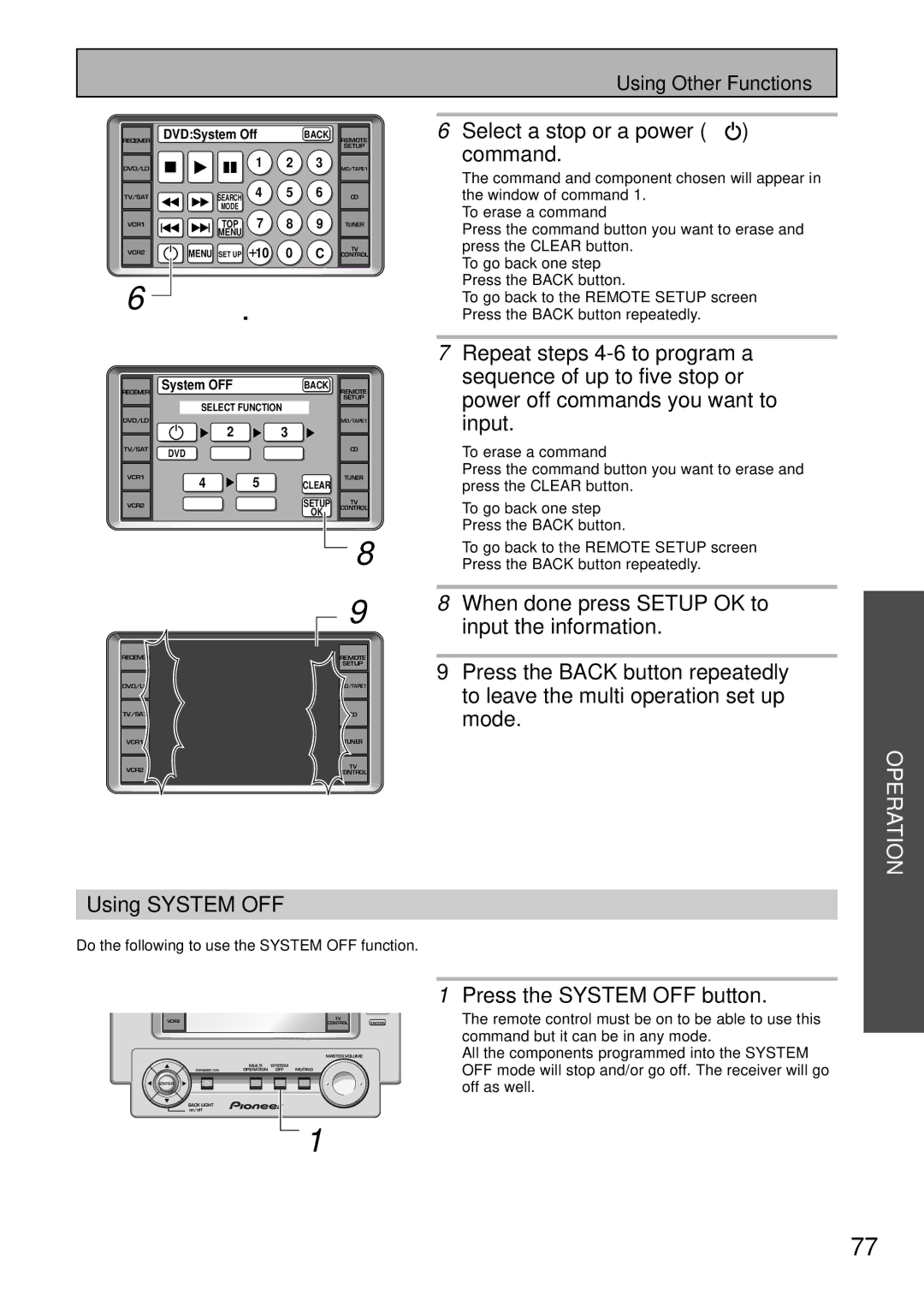 Pioneer VSX-39TX manual When done press Setup OK to, Input the information, Press the Back button repeatedly 