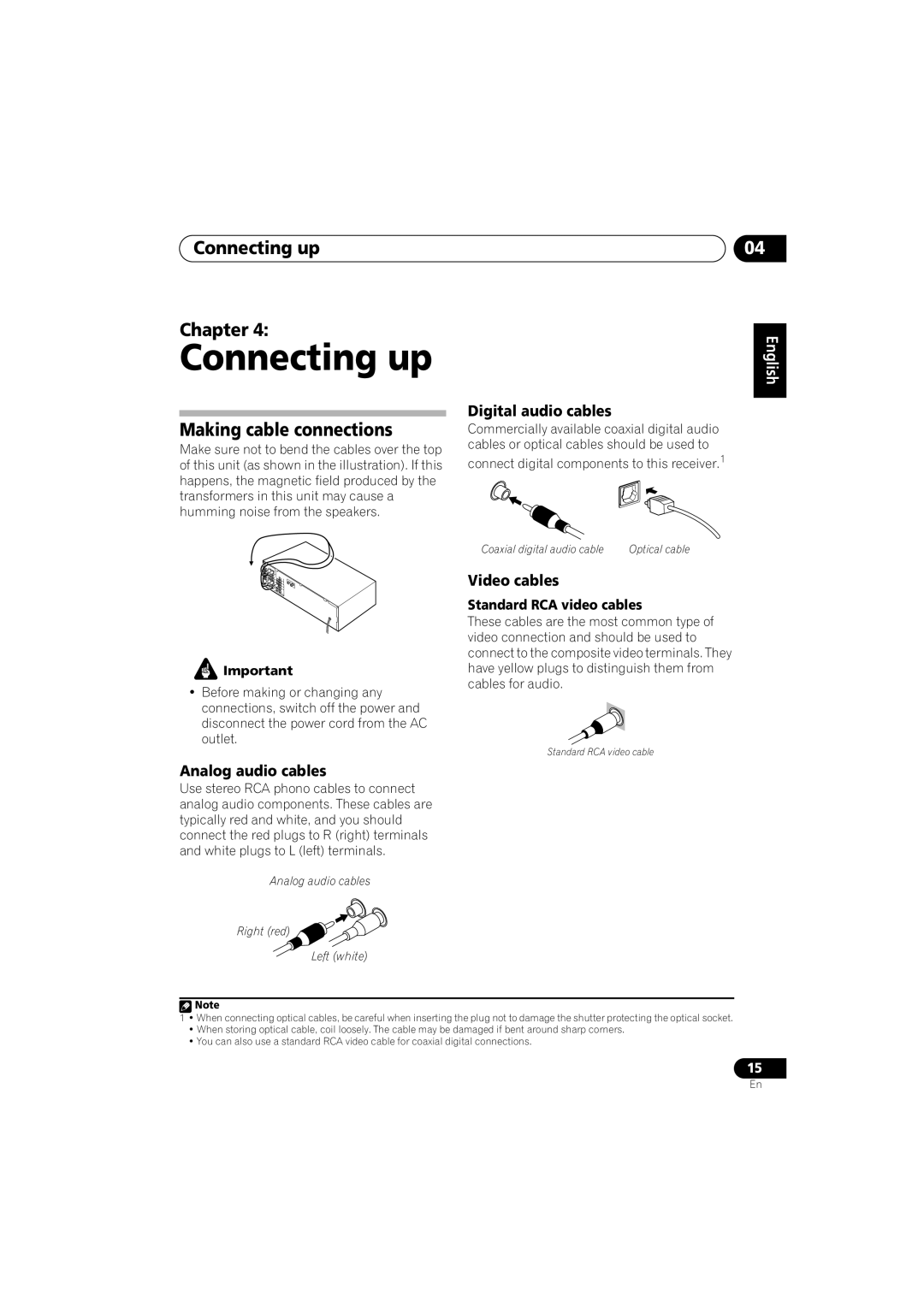 Pioneer VSX-515-S/-K, VSX-415-S/-K operating instructions Connecting up Chapter, Making cable connections 