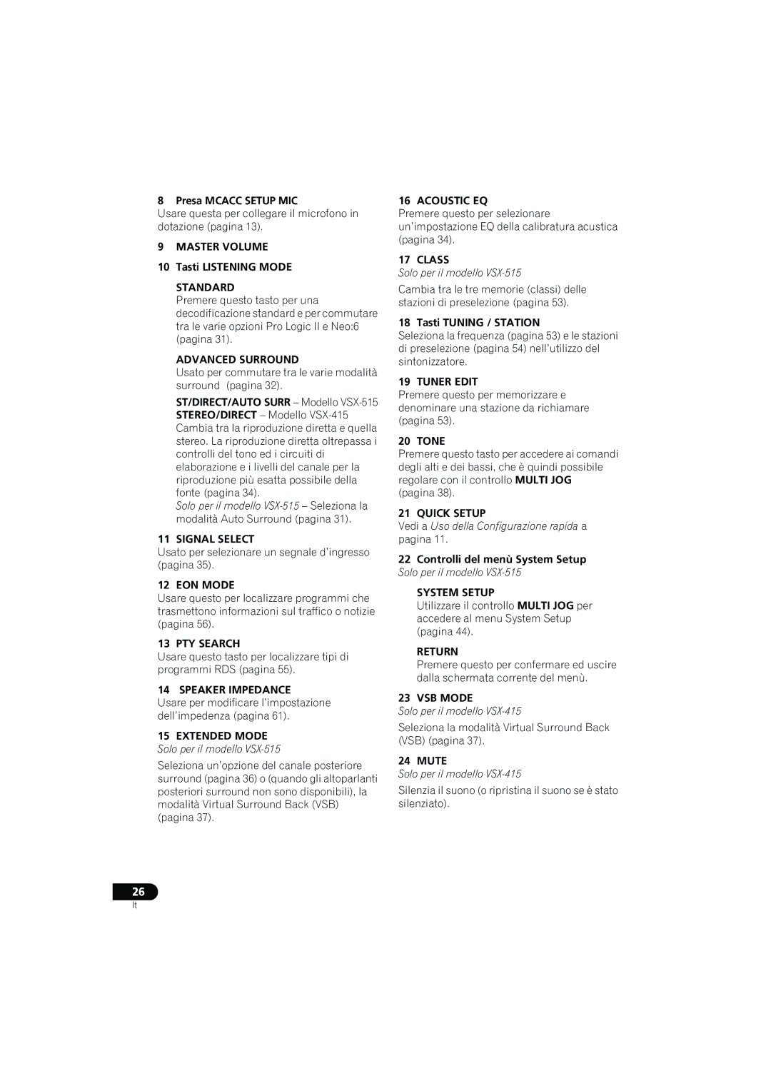 Pioneer VSX-415-S/-K, VSX-515-S/-K operating instructions VSB Mode 