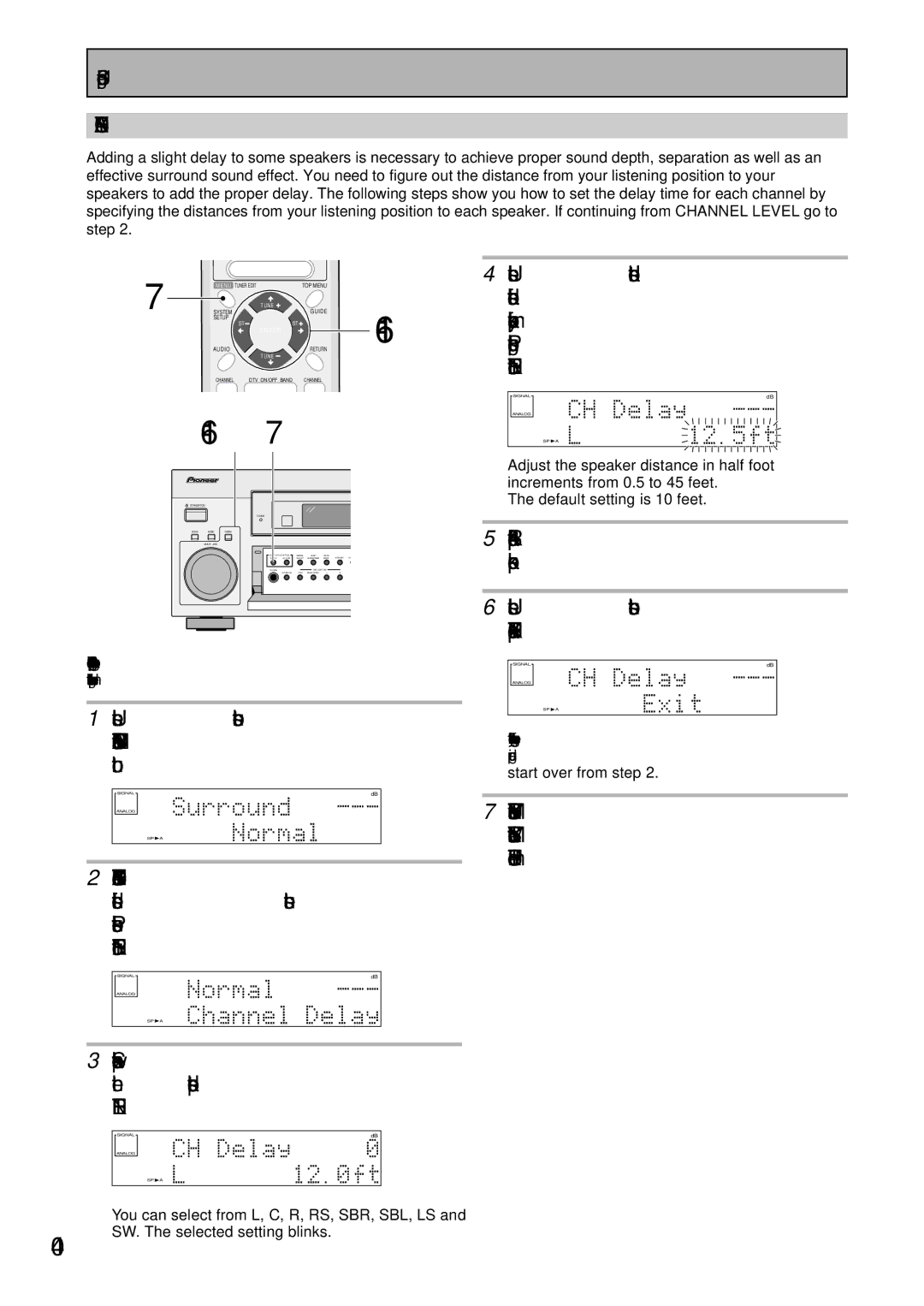 Pioneer VSX-43TX operating instructions Channel Delay 