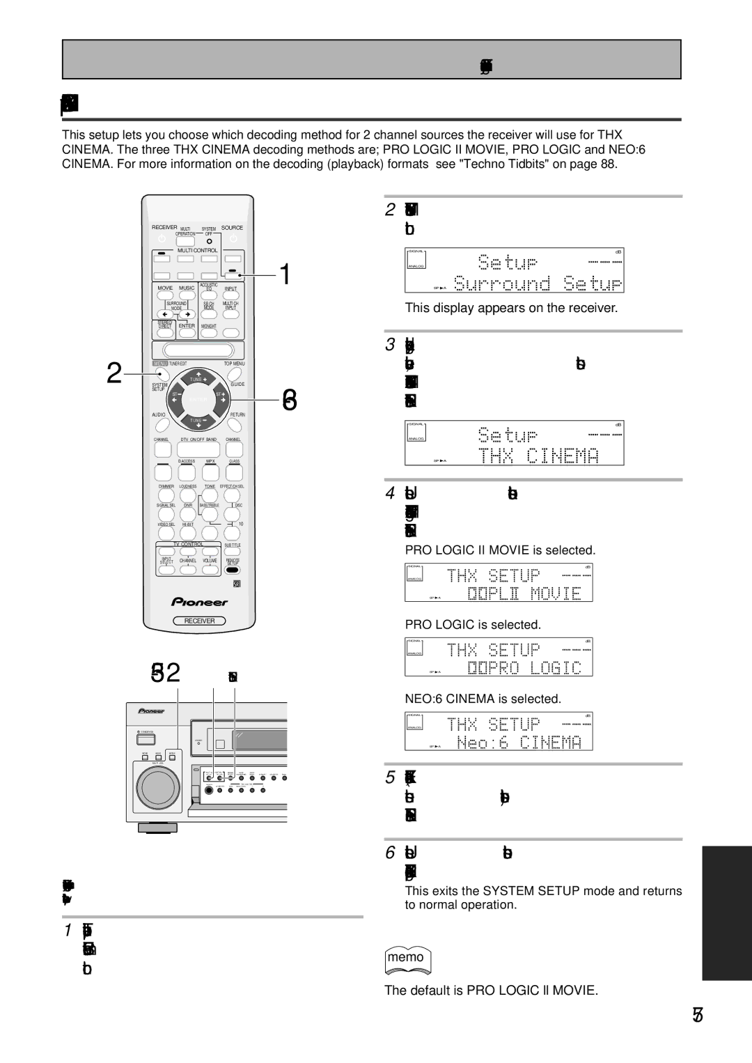 Pioneer VSX-43TX operating instructions THX Cinema Setup, Exit should be selected if not, Use the 5∞ buttons to select it 