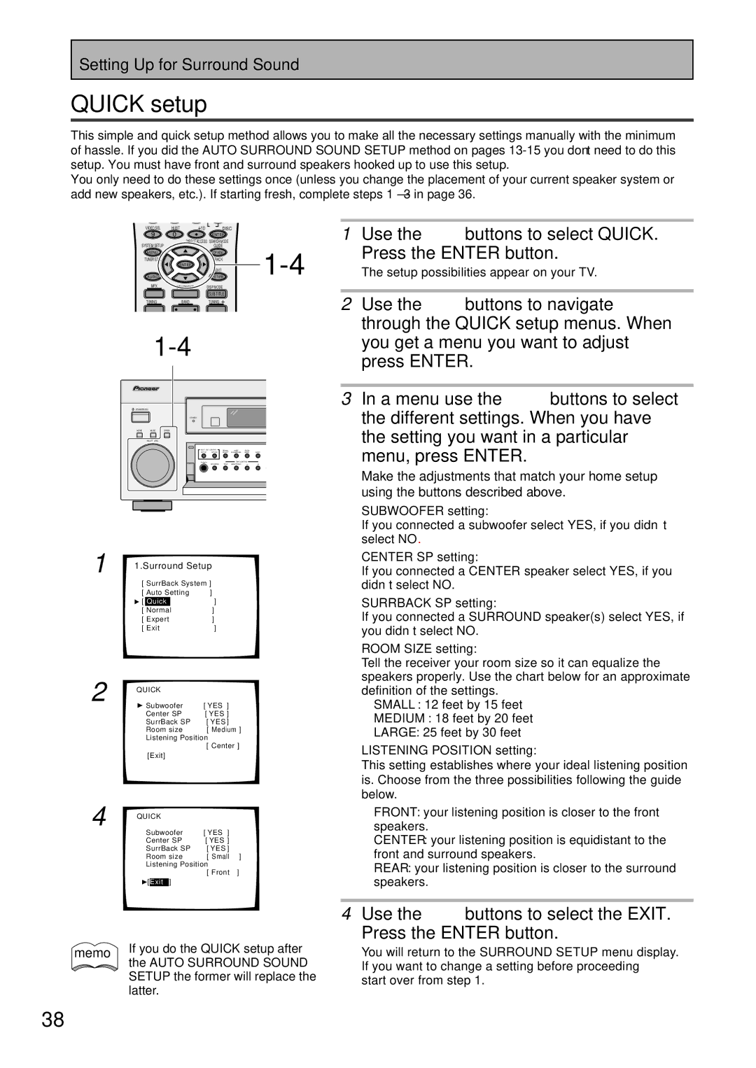 Pioneer VSX-45TX manual Quick setup 