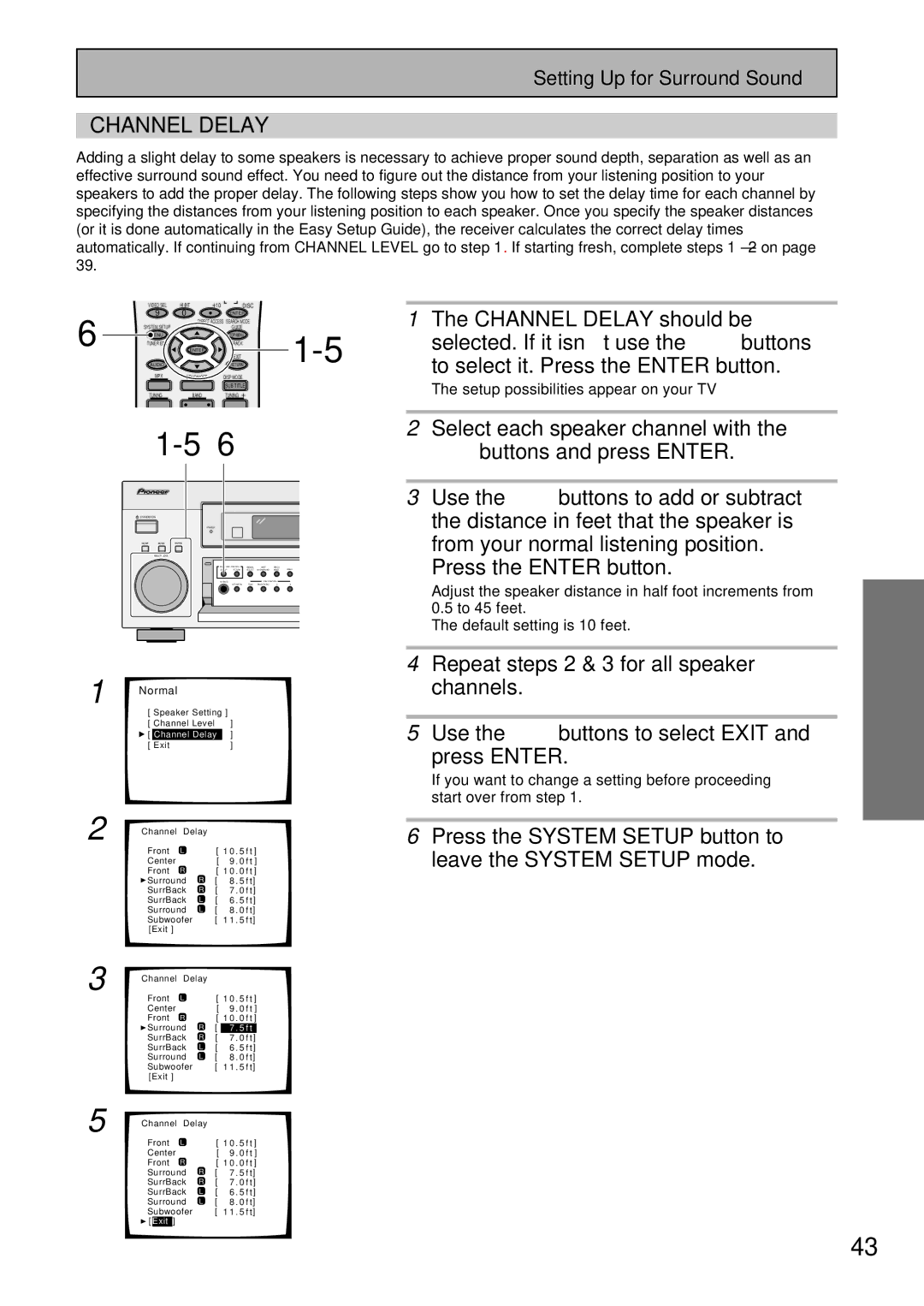 Pioneer VSX-45TX manual Channel Delay 