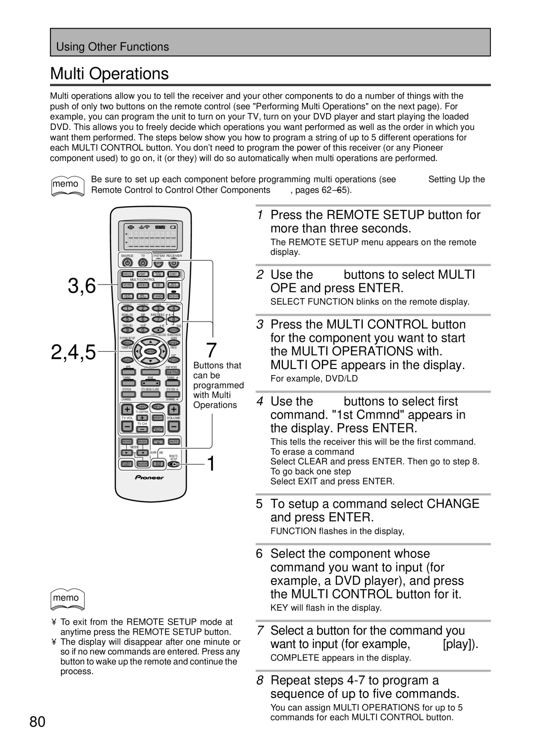 Pioneer VSX-45TX manual Multi Operations 