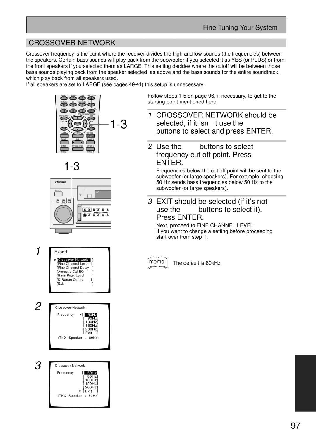 Pioneer VSX-45TX manual Crossover Network 