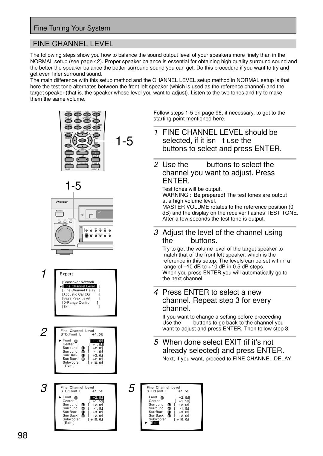 Pioneer VSX-45TX manual Fine Channel Level 