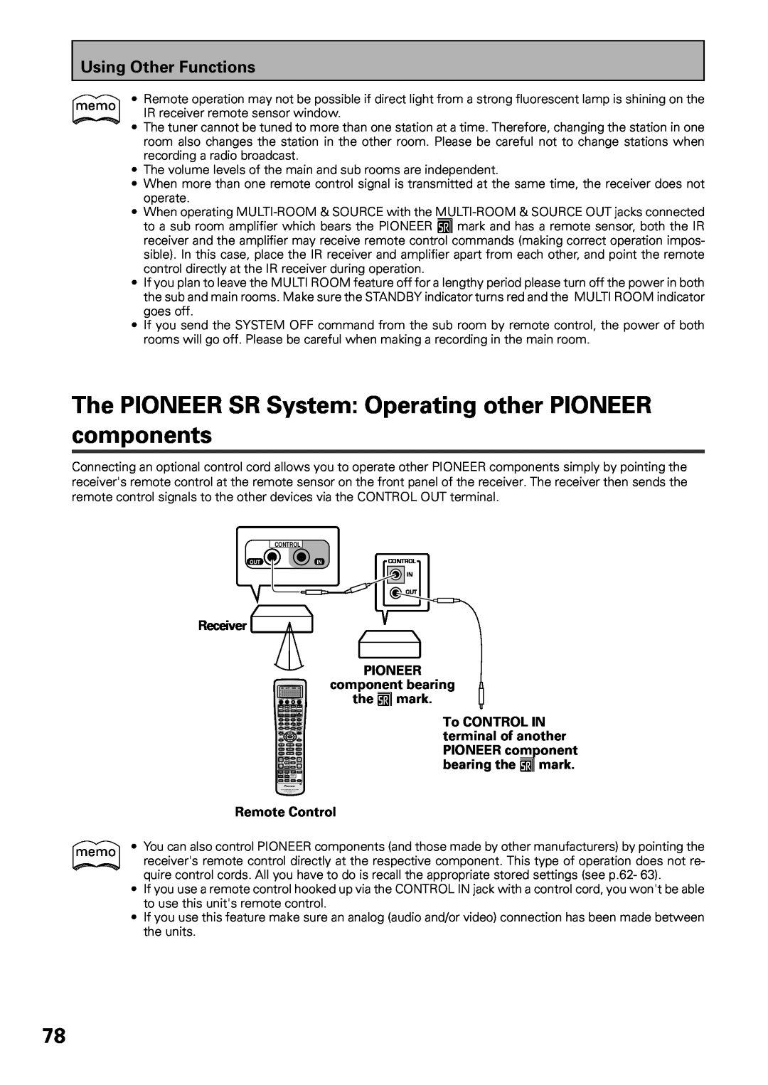Pioneer VSX-47TX manual Receiver, PIONEER component bearing the Î mark, Remote Control 