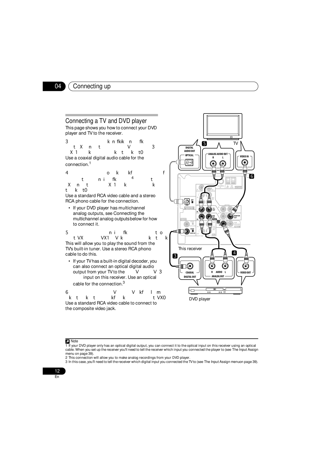 Pioneer VSX-516-S/-K Connecting up Connecting a TV and DVD player, Connect the analog audio outputs from 