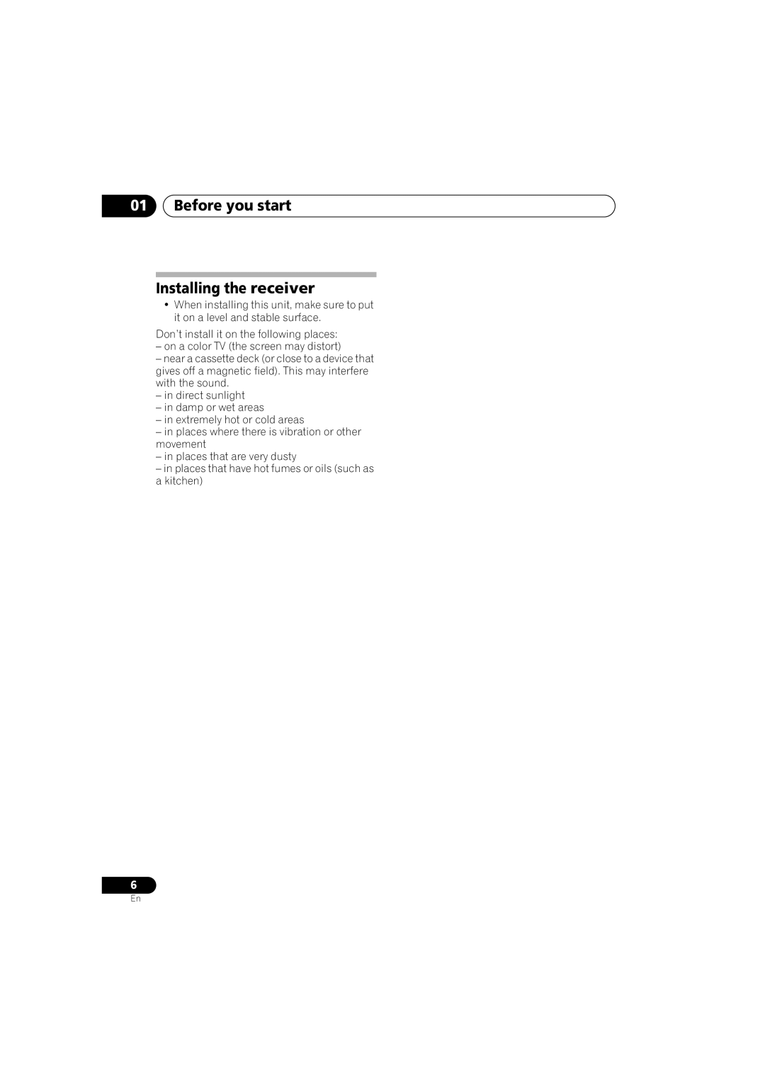 Pioneer VSX-516-S/-K operating instructions Before you start Installing the receiver 