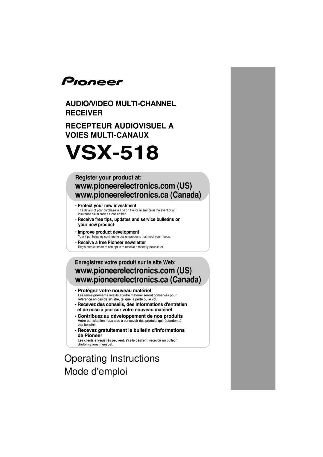 Pioneer VSX-518 manual 