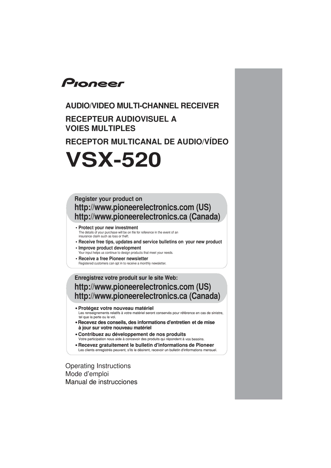 Pioneer VSX-520 manual 