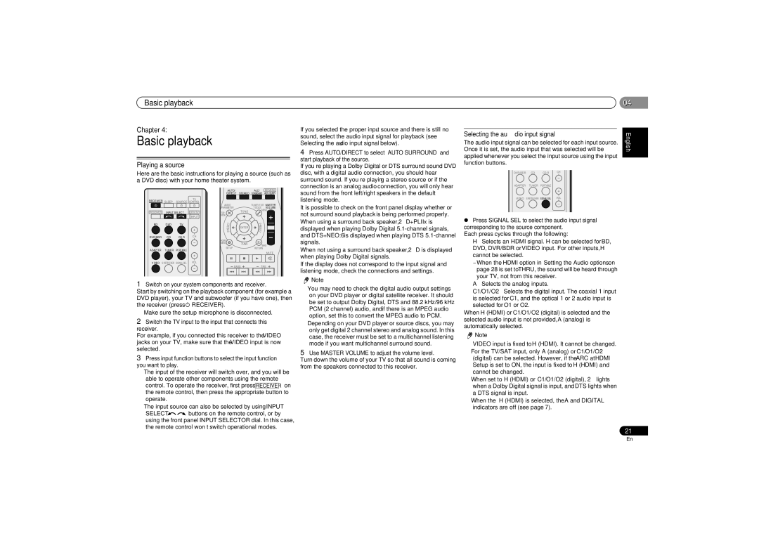 Pioneer VSX-521-K operating instructions Basic playback, 0404, Playing a source 