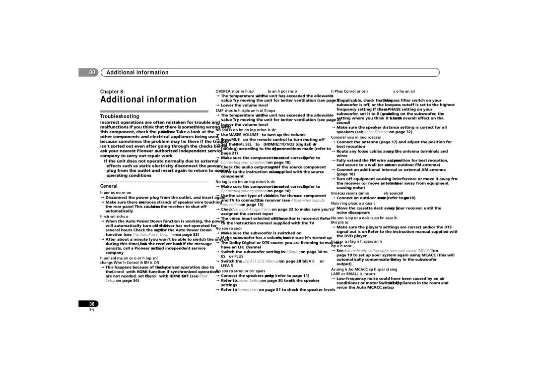 Pioneer VSX-521-K operating instructions Additional information, Troubleshooting, General 