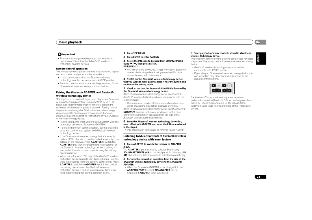 Pioneer VSX-521-K operating instructions Basic playback, PAIRING blinks 