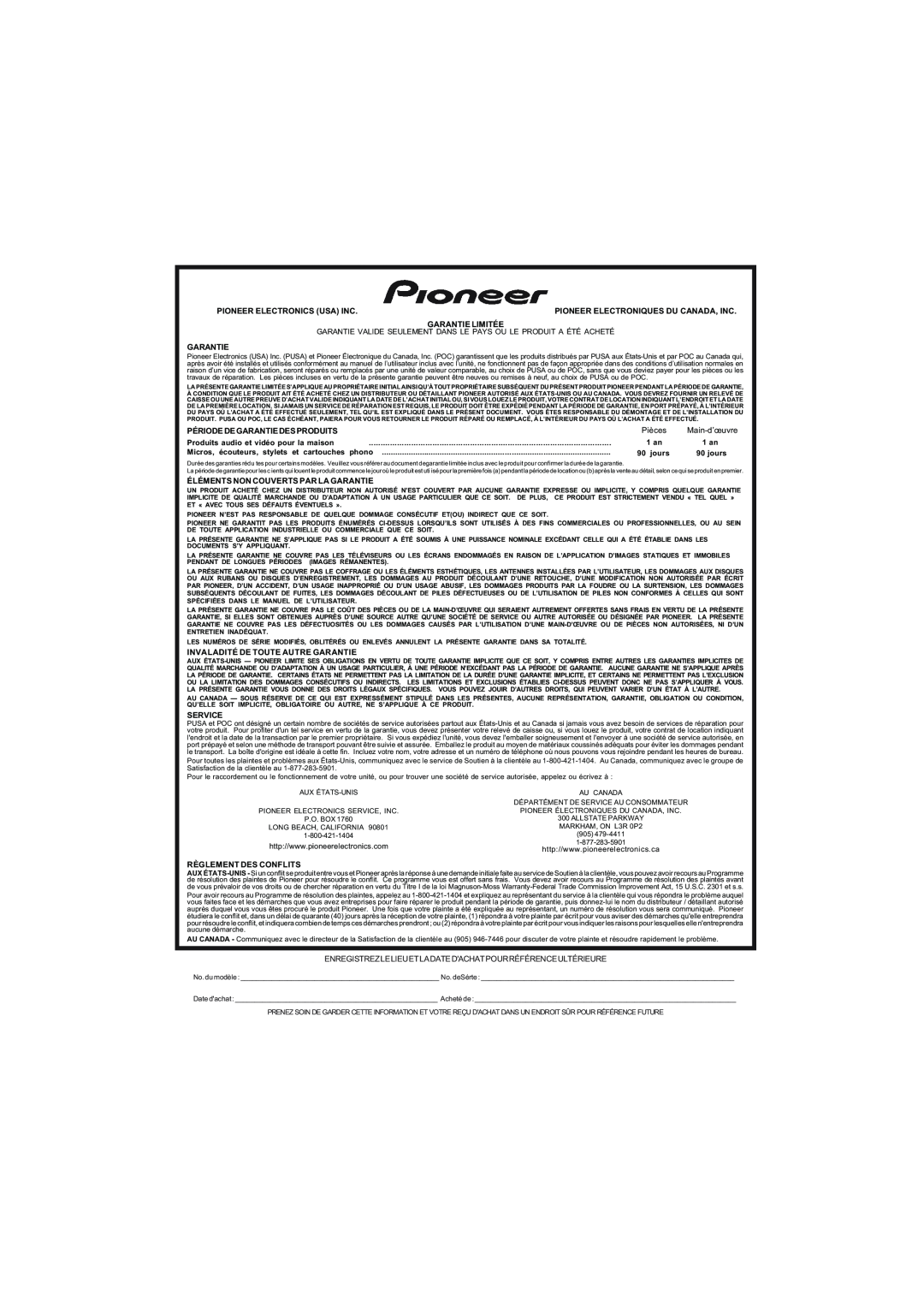 Pioneer VSX-521-K operating instructions Pioneer Electronics Usa Inc 