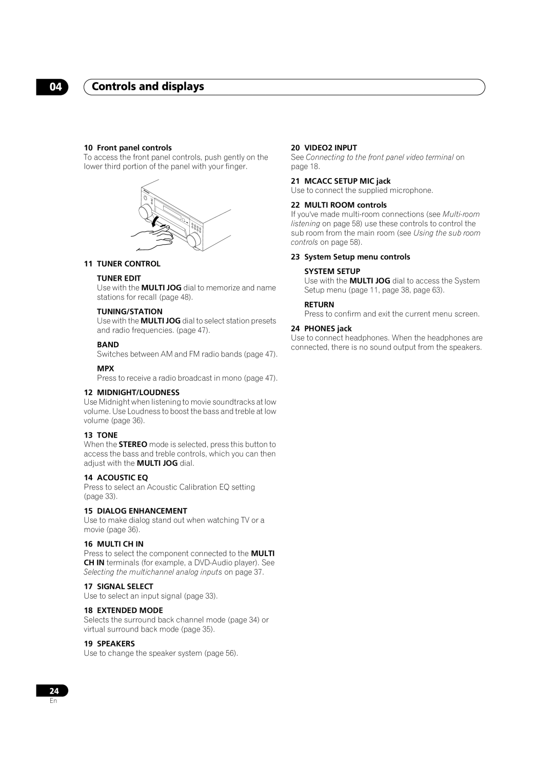 Pioneer VSX-52TX manual Controls and displays 