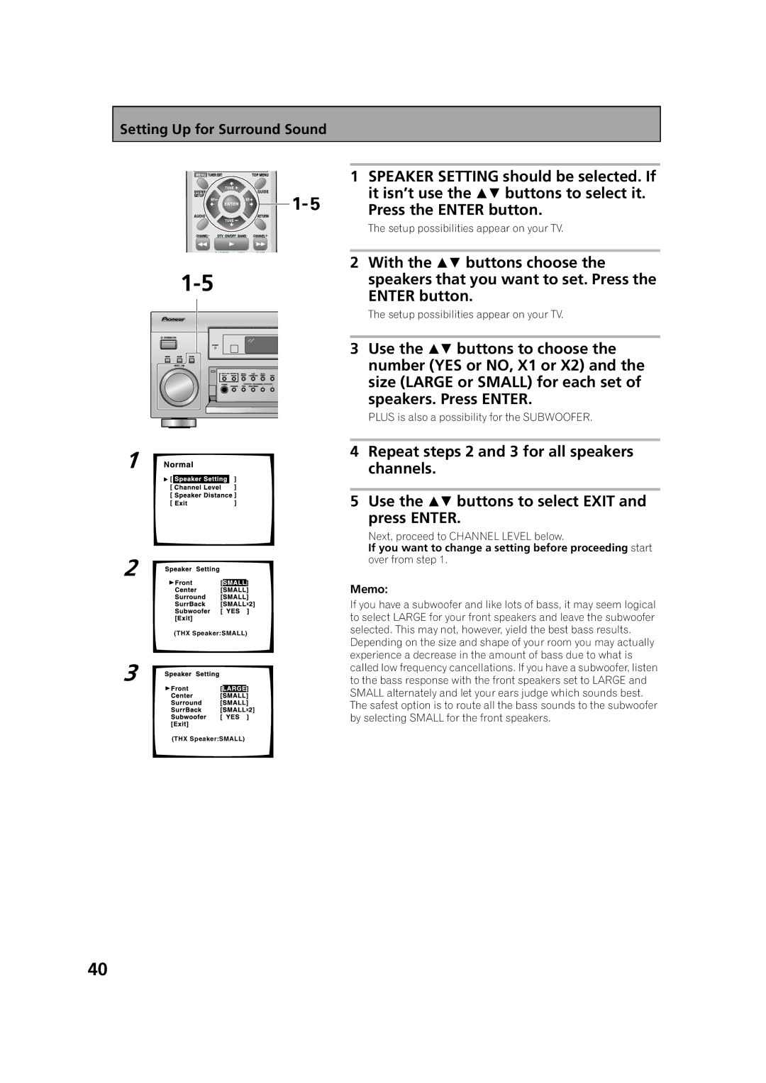 Pioneer VSX-53TX manual With the  buttons choose, Use the  buttons to choose, Number YES or NO, X1 or X2 